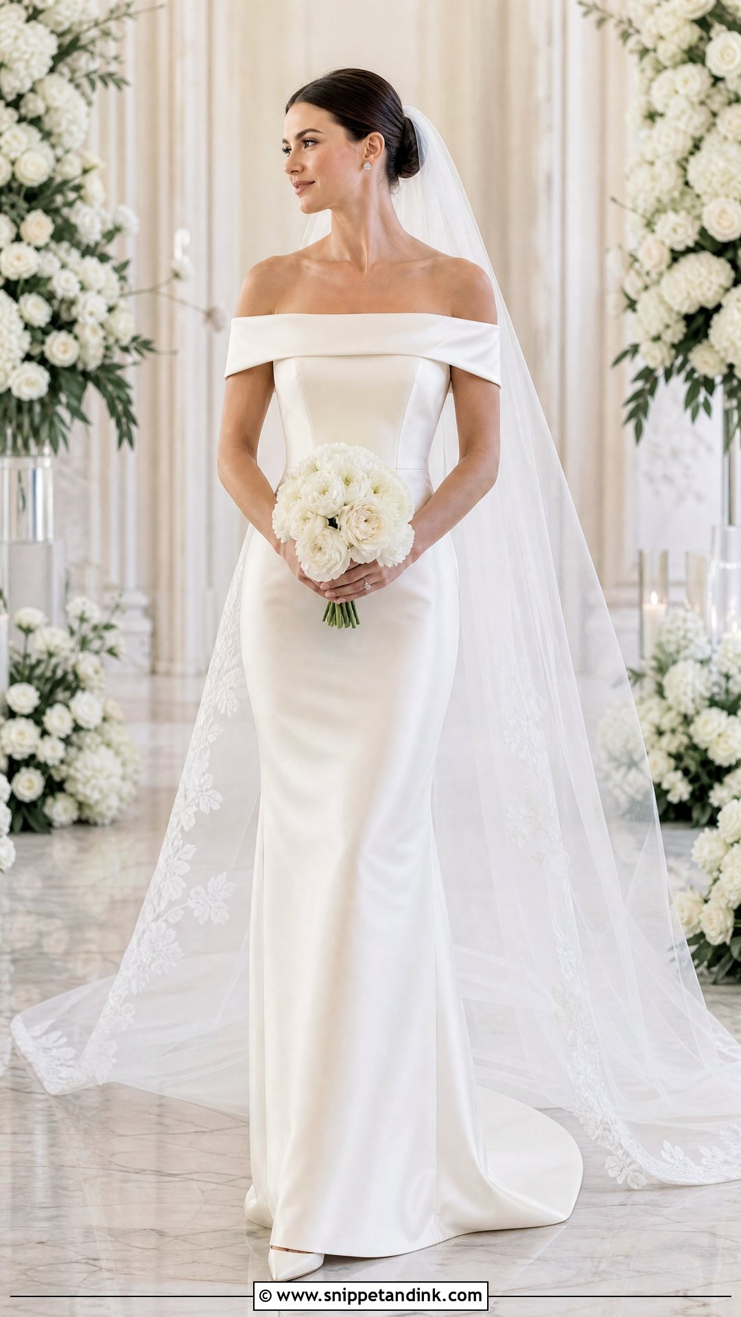 Sculpted Off Shoulder Wedding Dress - Snippet and Ink - 20 Sculptural Wedding Dress Ideas
