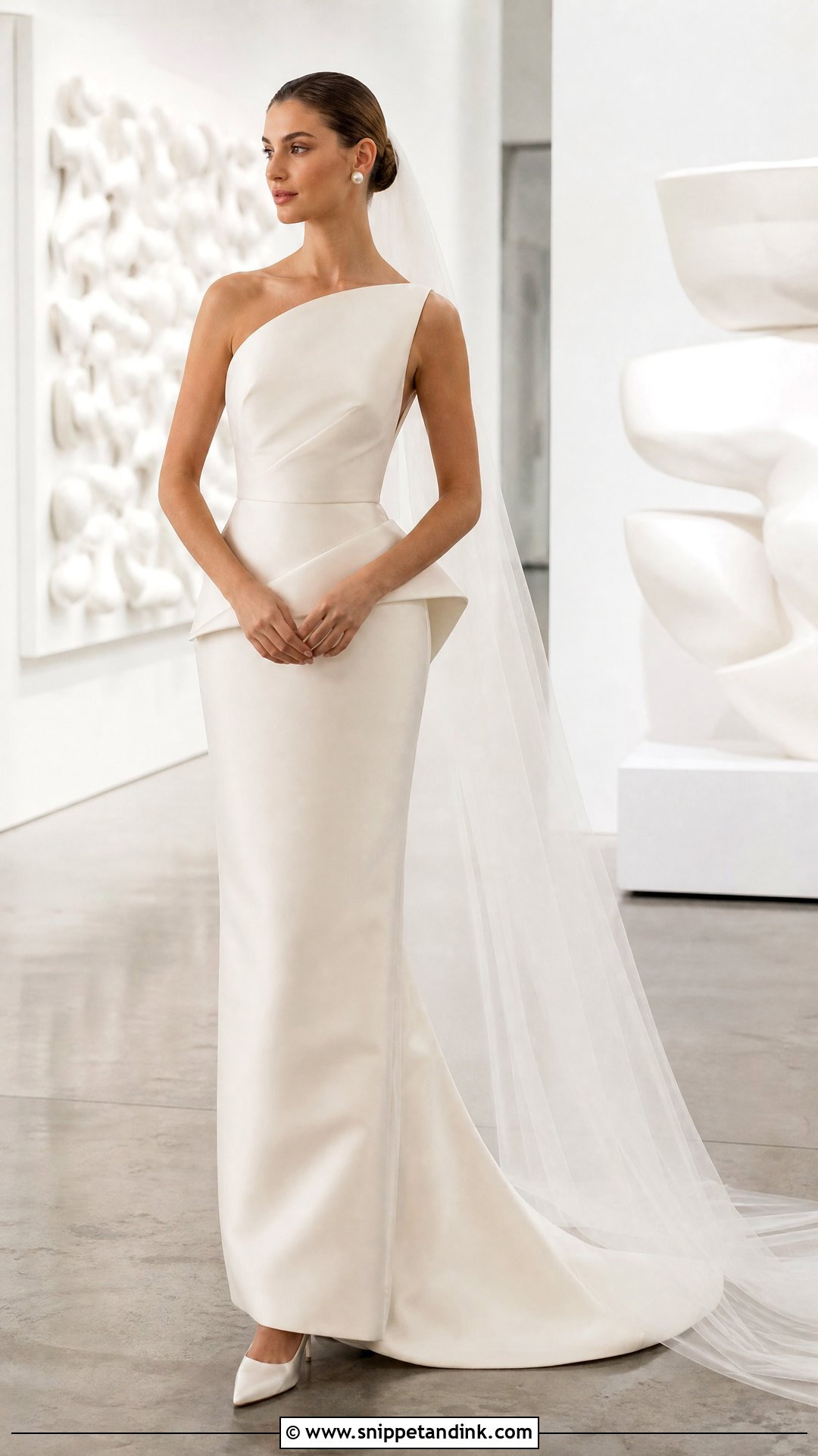 Sculptural Mikado Sheath Wedding Dress - Snippet and Ink - 20 Wona Concept Wedding Dress Ideas