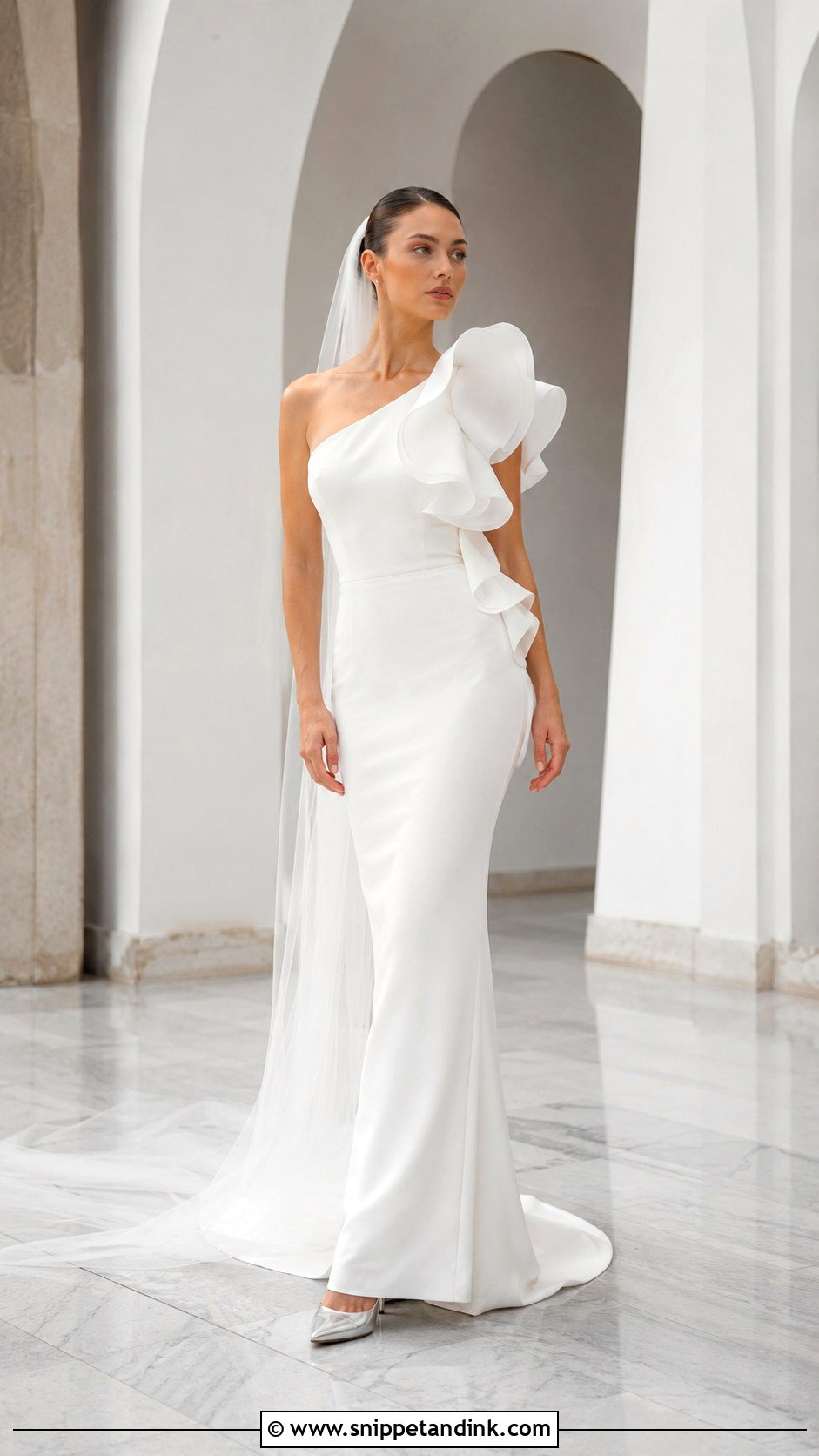 Sculptural Ruffle Wedding Dress With Minimal Accessories - Snippet and Ink - 20 Unusual Wedding Dress Ideas