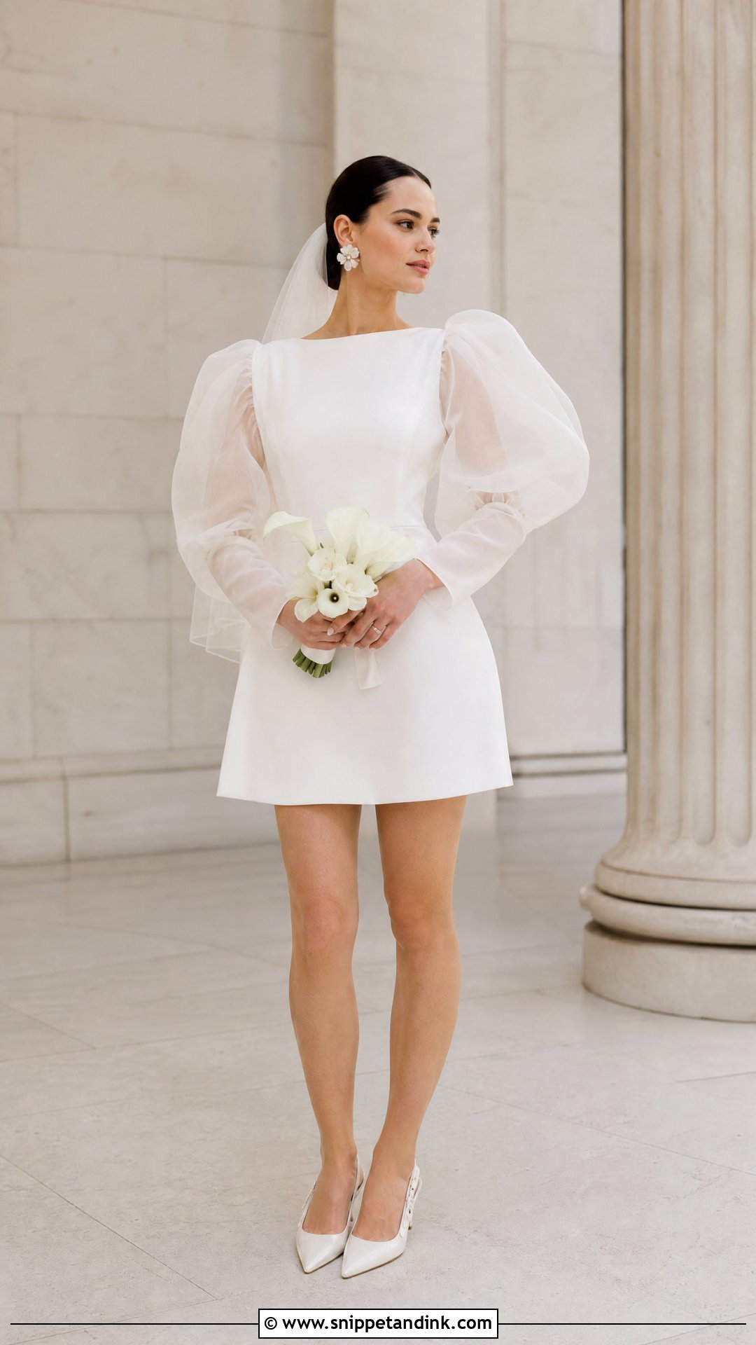 Sculptural Sleeve Mini Wedding Dress - Snippet and Ink - 20 Unique Wedding Dresses with Sleeves