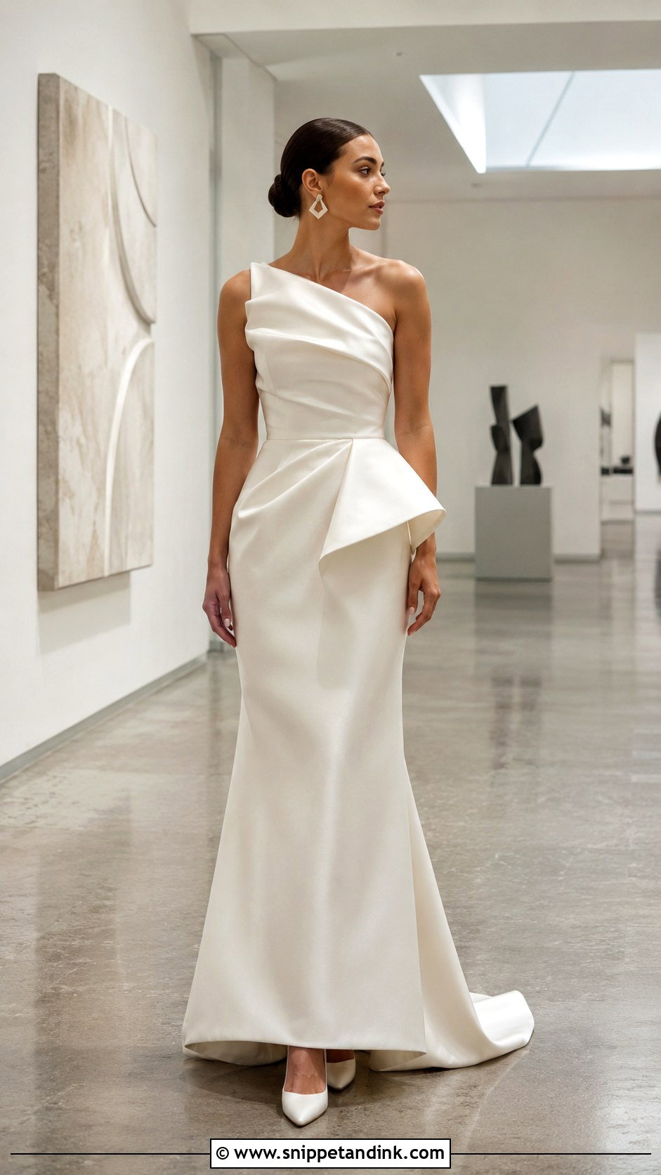 Sculptural Wedding Dress With Statement Earrings - Snippet and Ink - 20 Alternative Modern Bride Wedding Dress Ideas