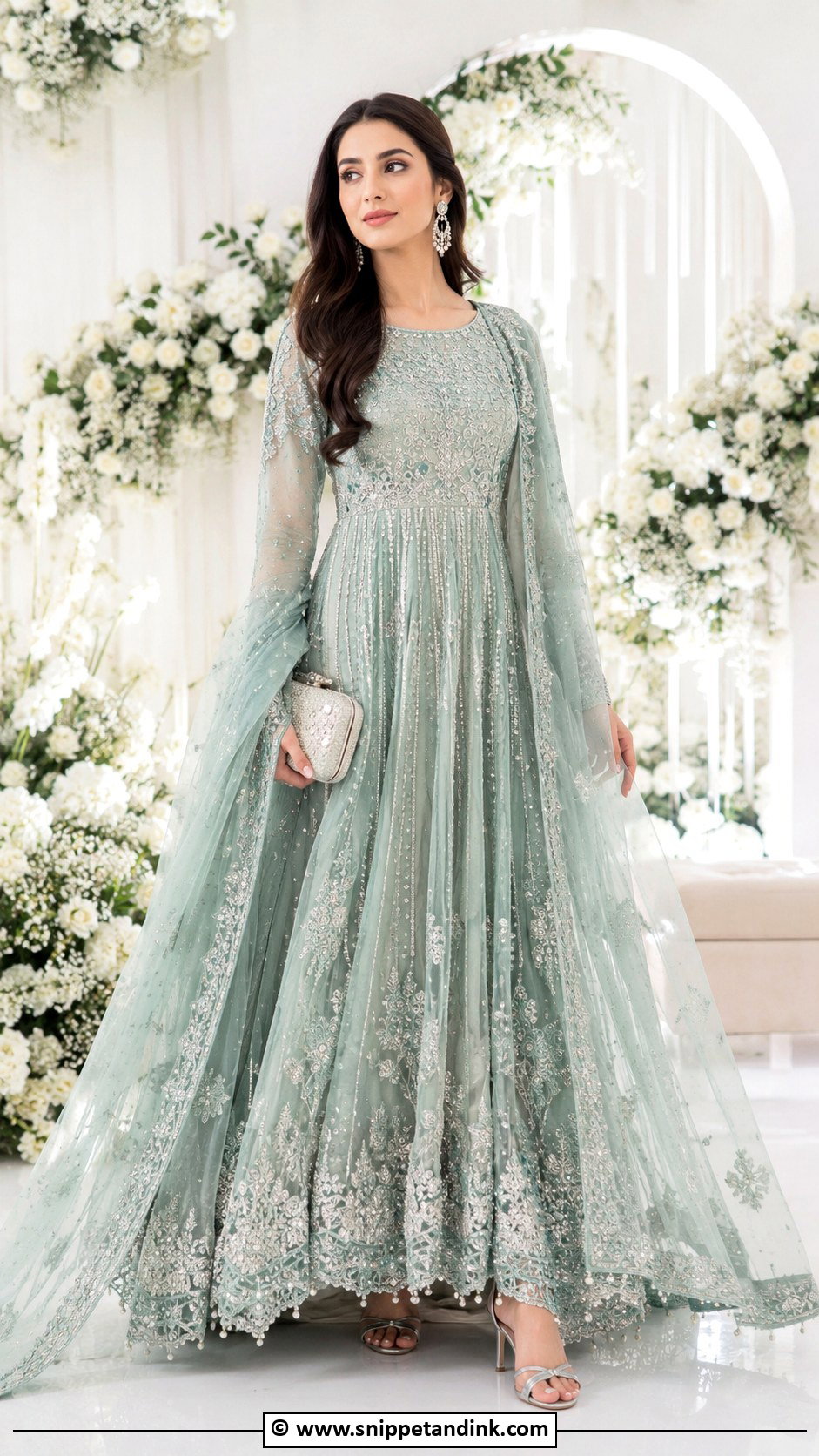 Sea Green Valima Bridal Maxi - Snippet and Ink - 30 Valima Bridal Dress Pakistan Ideas