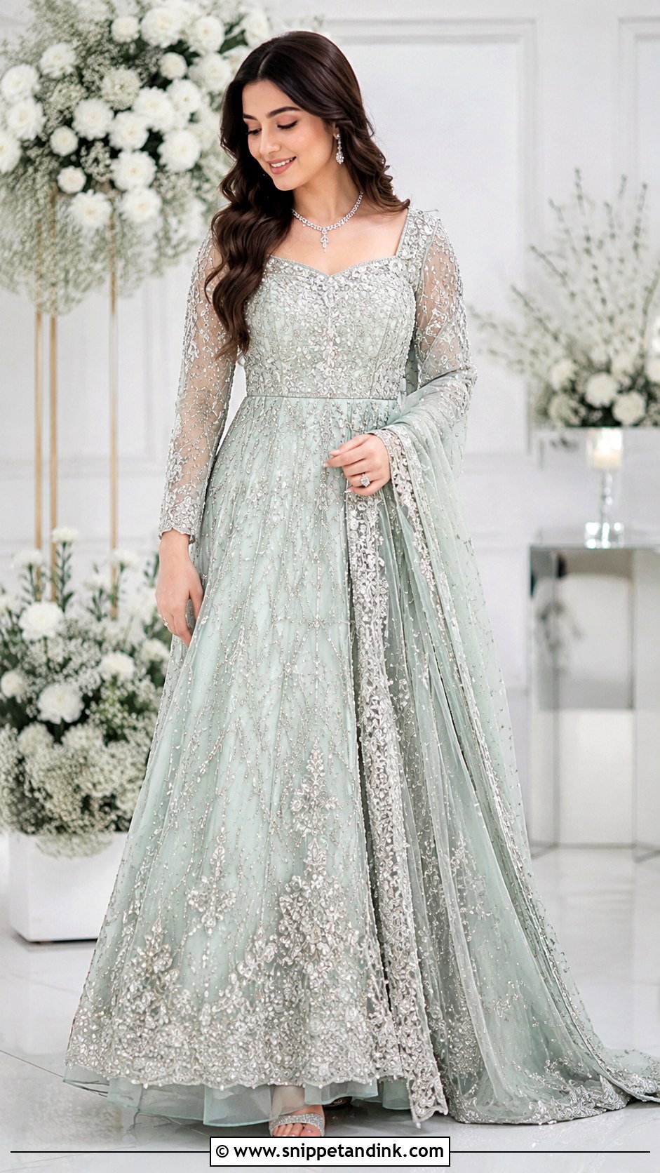 Sea Green Walima Bridal Gown - Snippet and Ink - 25 Walima Bridal Dress Pakistan Ideas