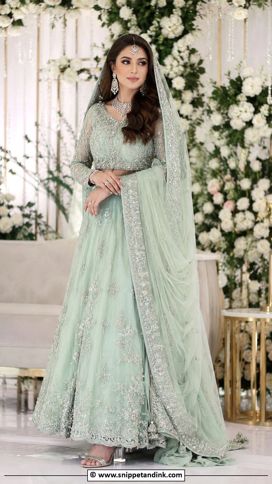 Sea Green Walima Lehenga Dress - Snippet and Ink - 35 Walima Dresses Pakistani Brides