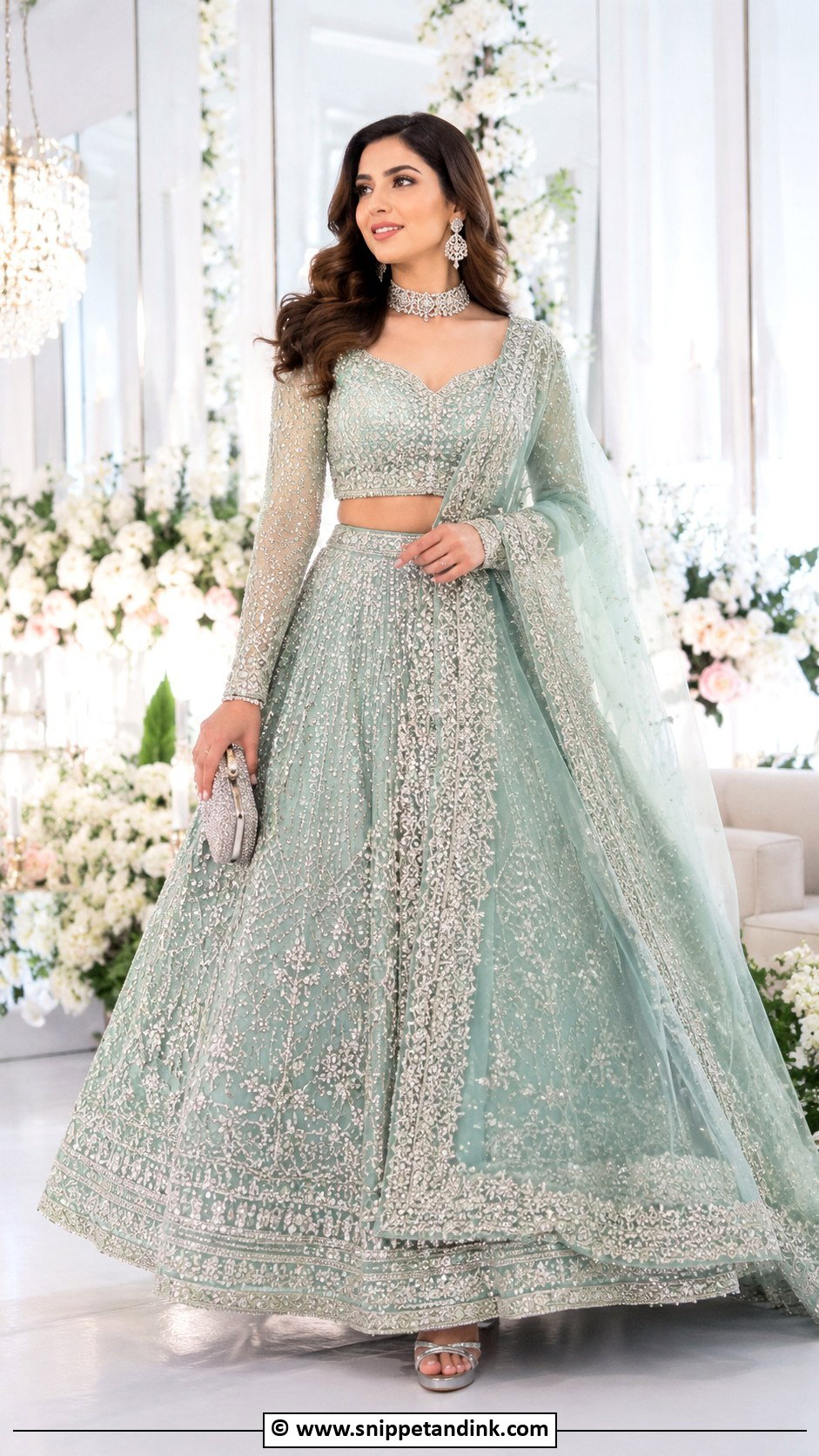 Sea Green Walima Lehenga For Bride - Snippet and Ink - 30 Walima Outfits for Bride
