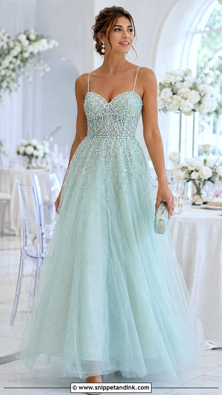 Seafoam Green Beaded Princess Gown - Snippet and Ink - 20 Green Princess Gown Ideas