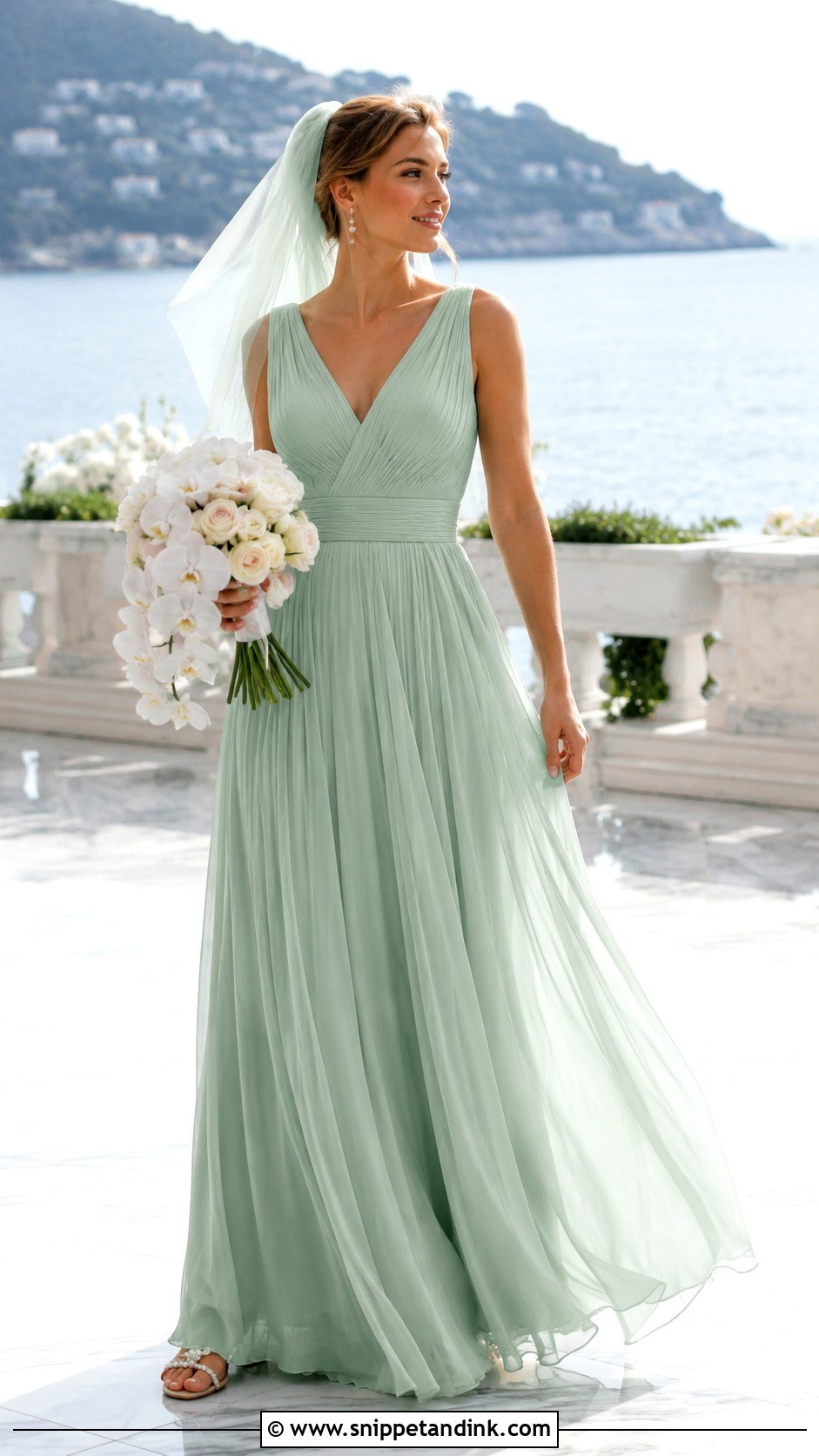 Seafoam Green Chiffon Wedding Dress Outfit - Snippet and Ink - 20 Green Wedding Dress Outfit Ideas