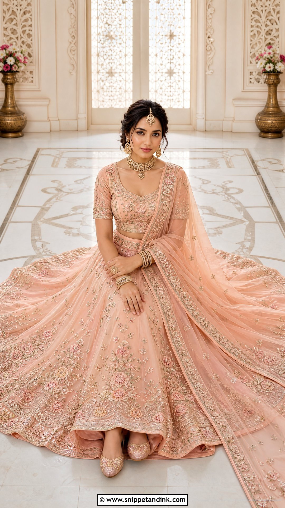 Seated Floor Lengha Pose - Snippet and Ink - 25 Aesthetic Lengha Poses Ideas