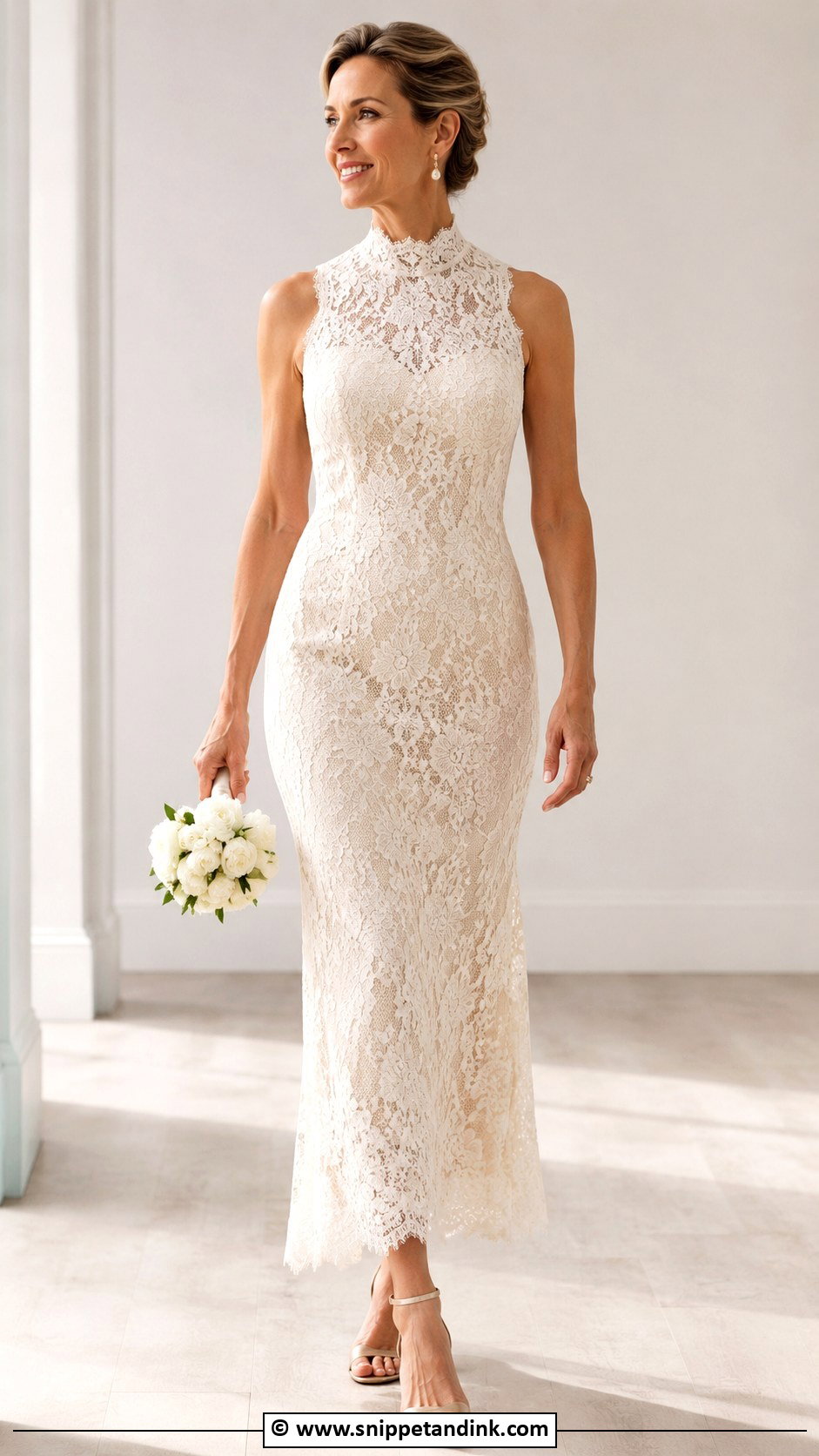 Second Marriage High Neck Wedding Dress - Snippet and Ink - 30 2nd Marriage Wedding Dress Ideas