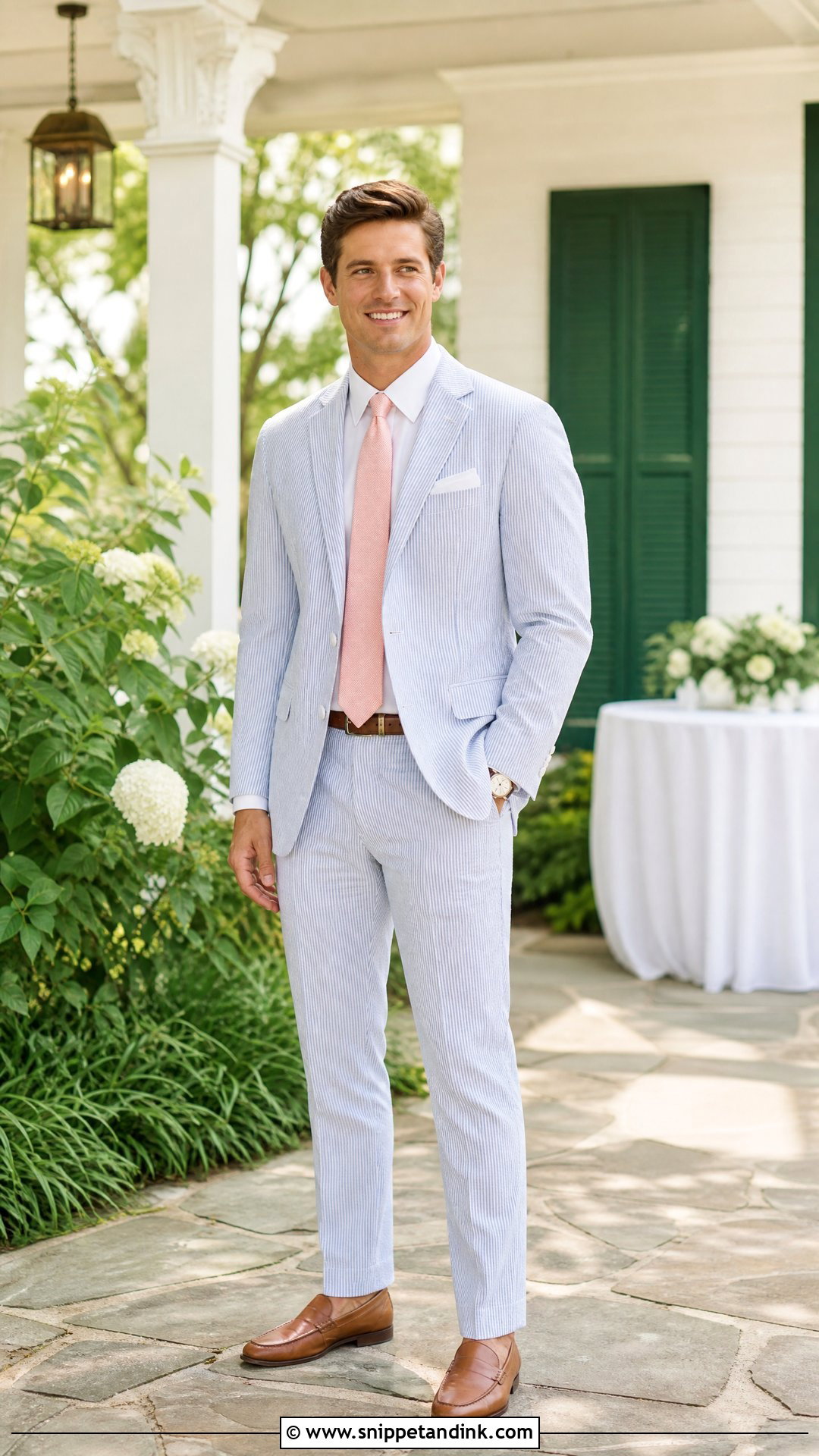 Seersucker Suit With Pastel Wedding Tie - Snippet and Ink - 20 Wedding Tie Ideas