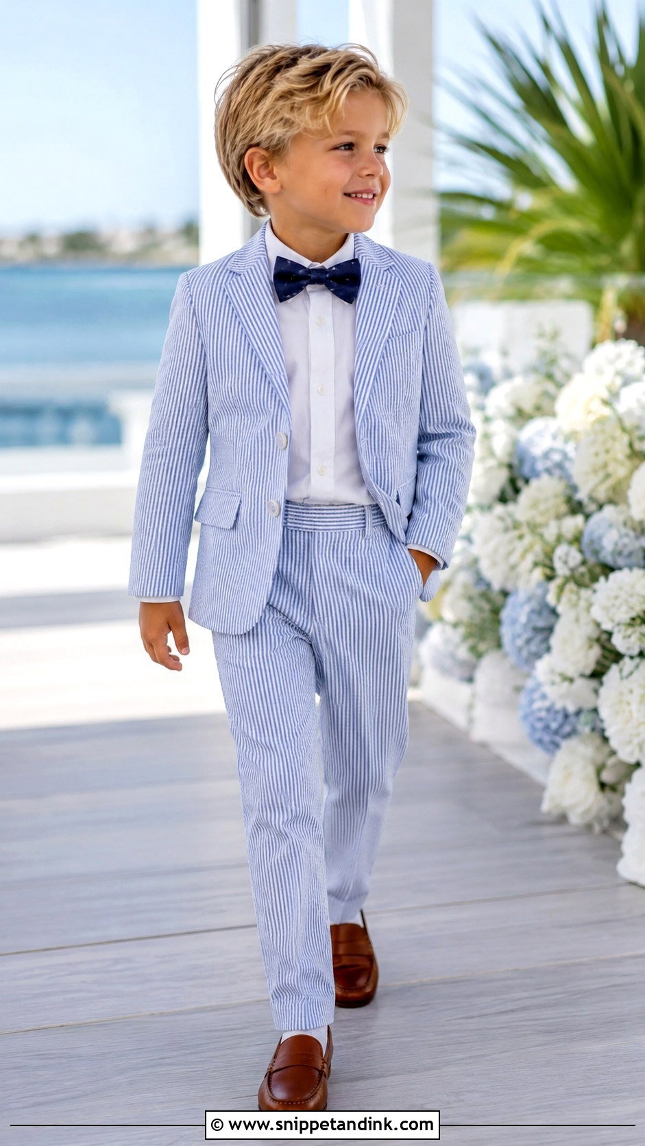 Seersucker Summer Little Boy Wedding Outfit - Snippet and Ink - 20 Little Boy Wedding Outfit Ideas