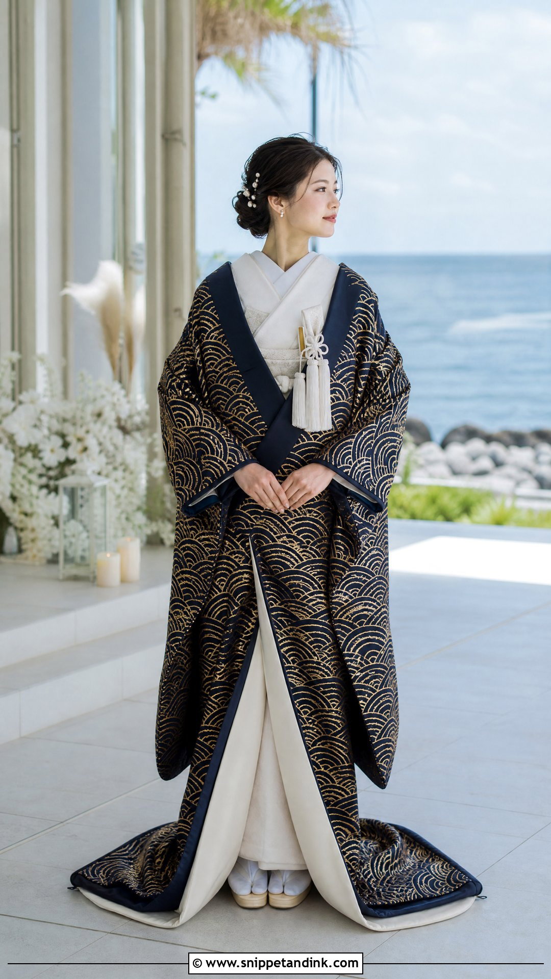 Seigaiha Wave Kimono Wedding Dress - Snippet and Ink - 25 Kimono Wedding Dress Ideas