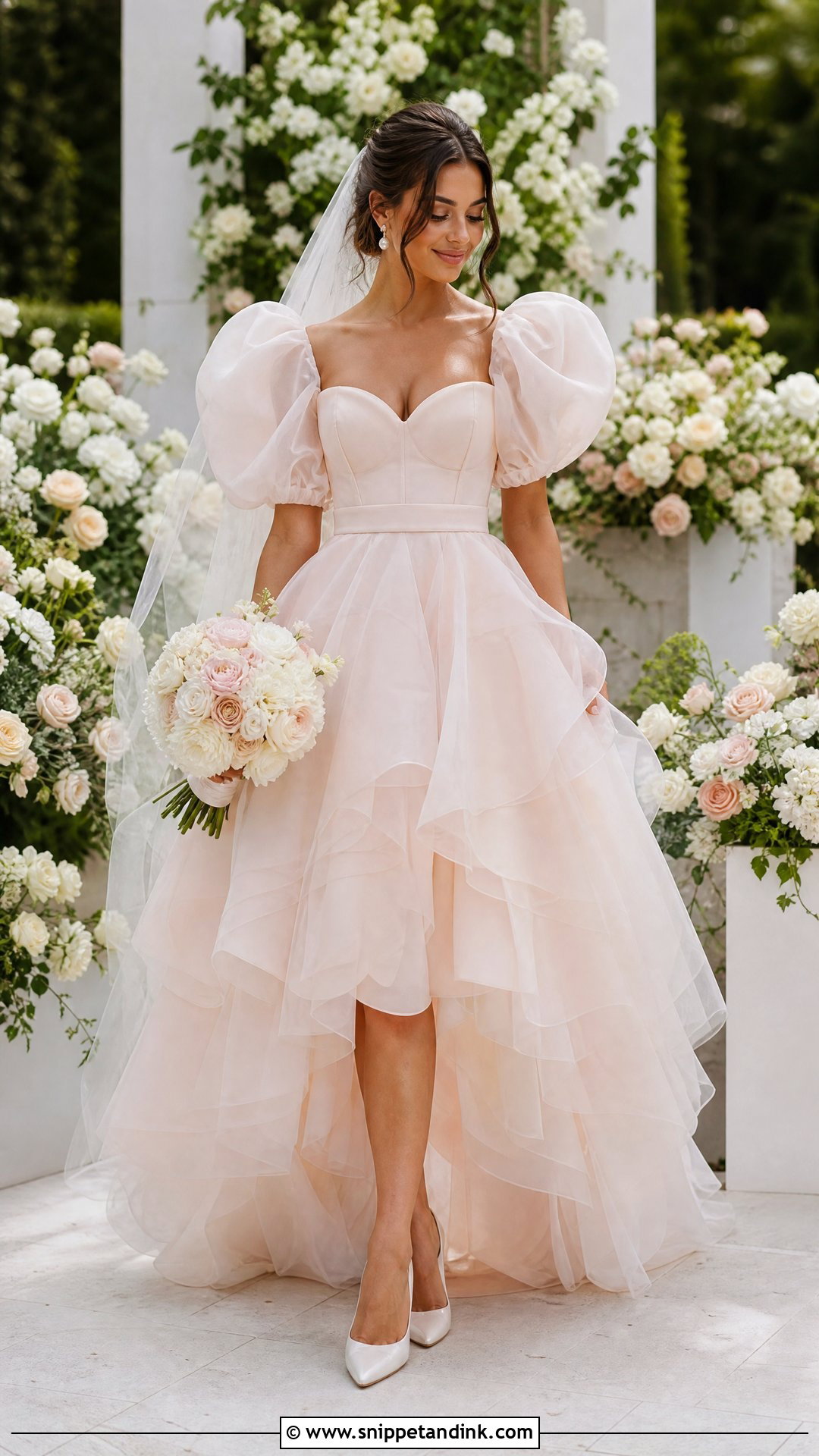 Selkie Blush Wedding Dress With Ivory Accessories - Snippet and Ink - 20 Selkie Wedding Dress Ideas