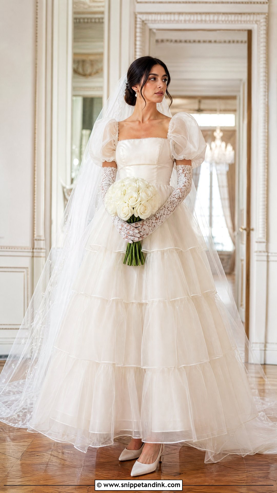 Selkie Organdy Wedding Gown With Lace Gloves - Snippet and Ink - 20 Selkie Wedding Dress Ideas