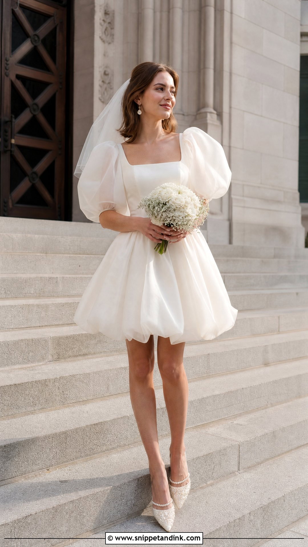 Selkie Puff Wedding Dress With Pearl Heels - Snippet and Ink - 20 Selkie Wedding Dress Ideas