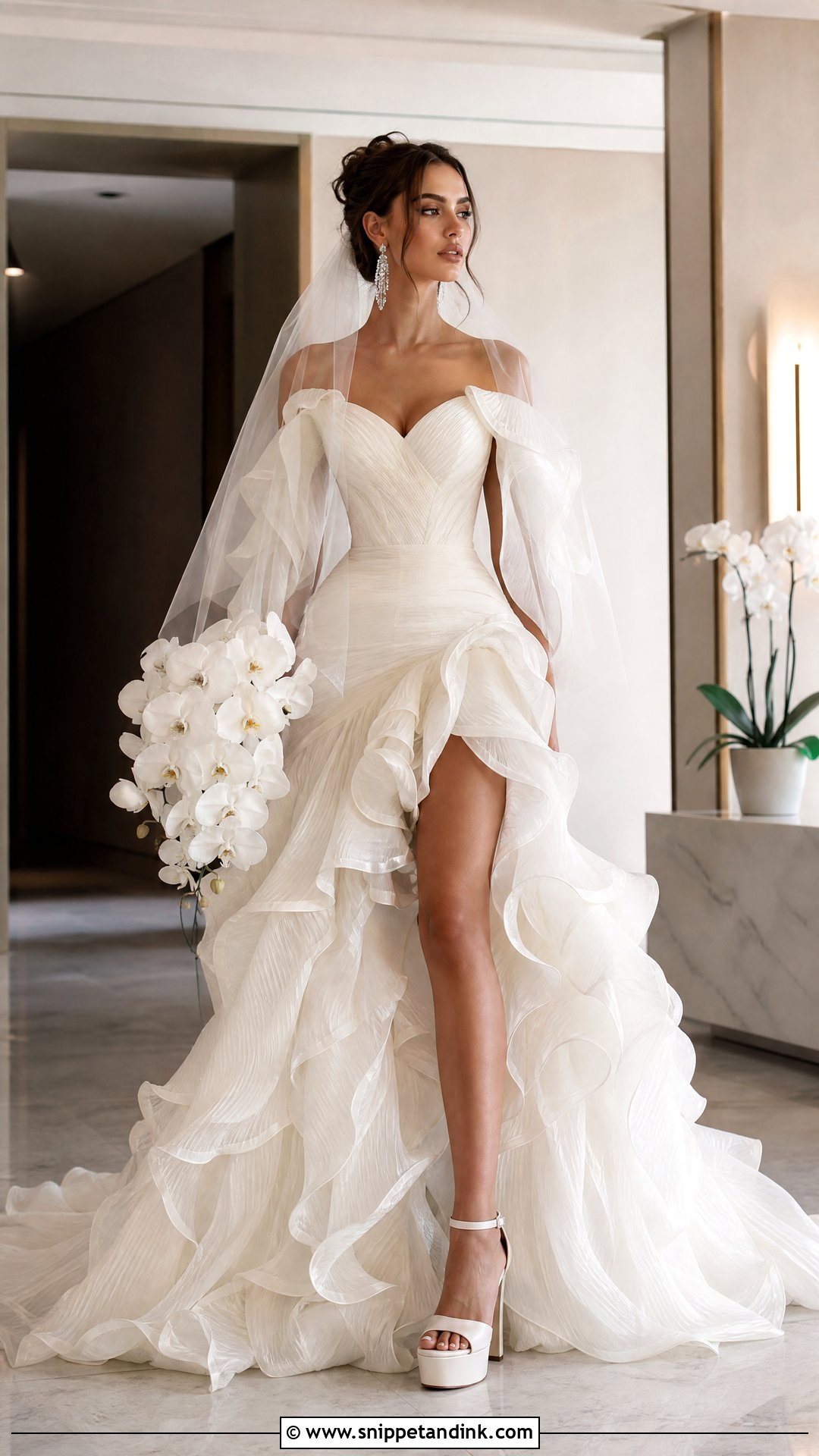 Selkie Ruffle Wedding Gown With Platform Heels - Snippet and Ink - 20 Selkie Wedding Dress Ideas