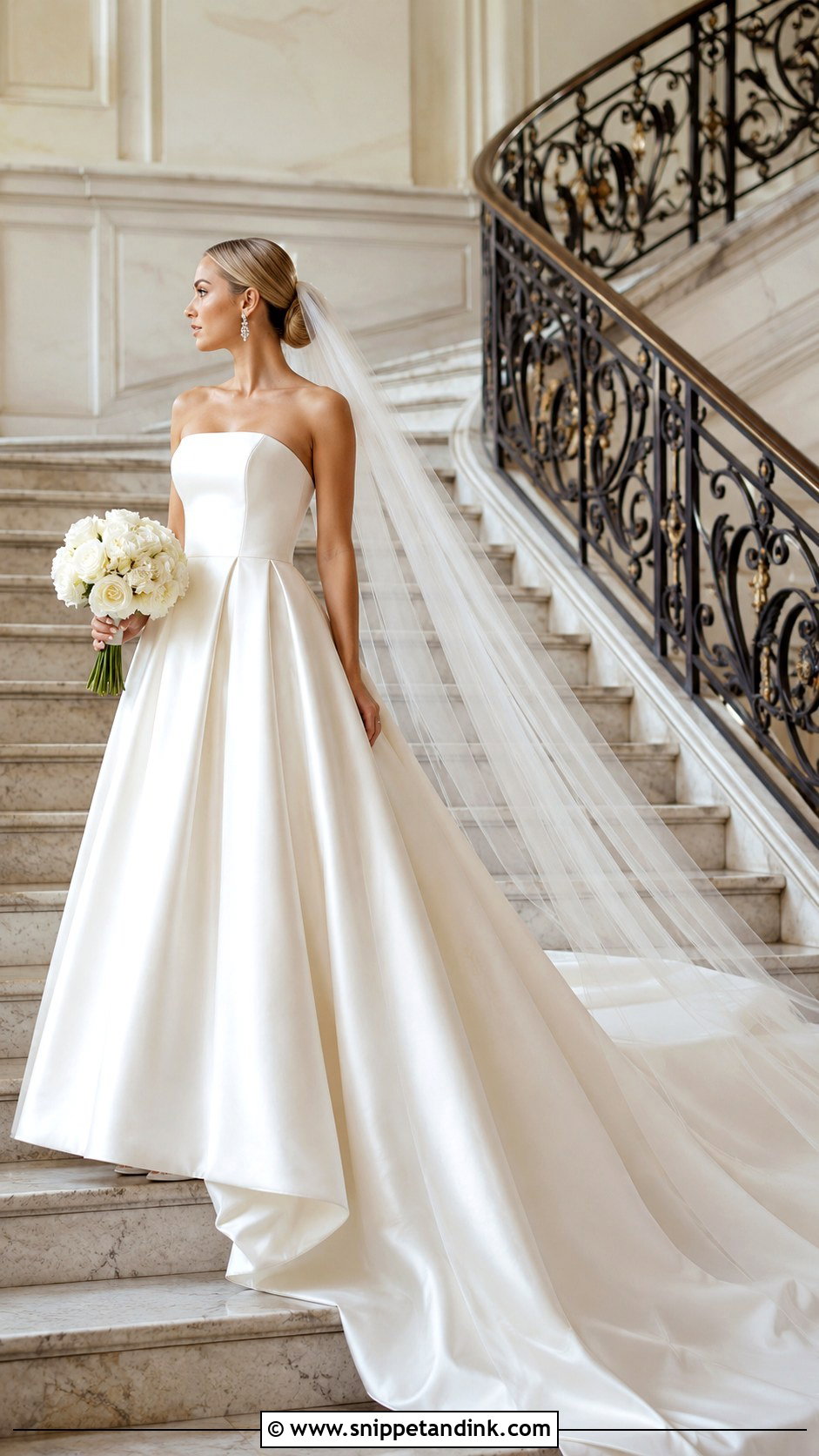Semi Cathedral Train Wedding Dress - Snippet and Ink - 25 Bridal Train Styles