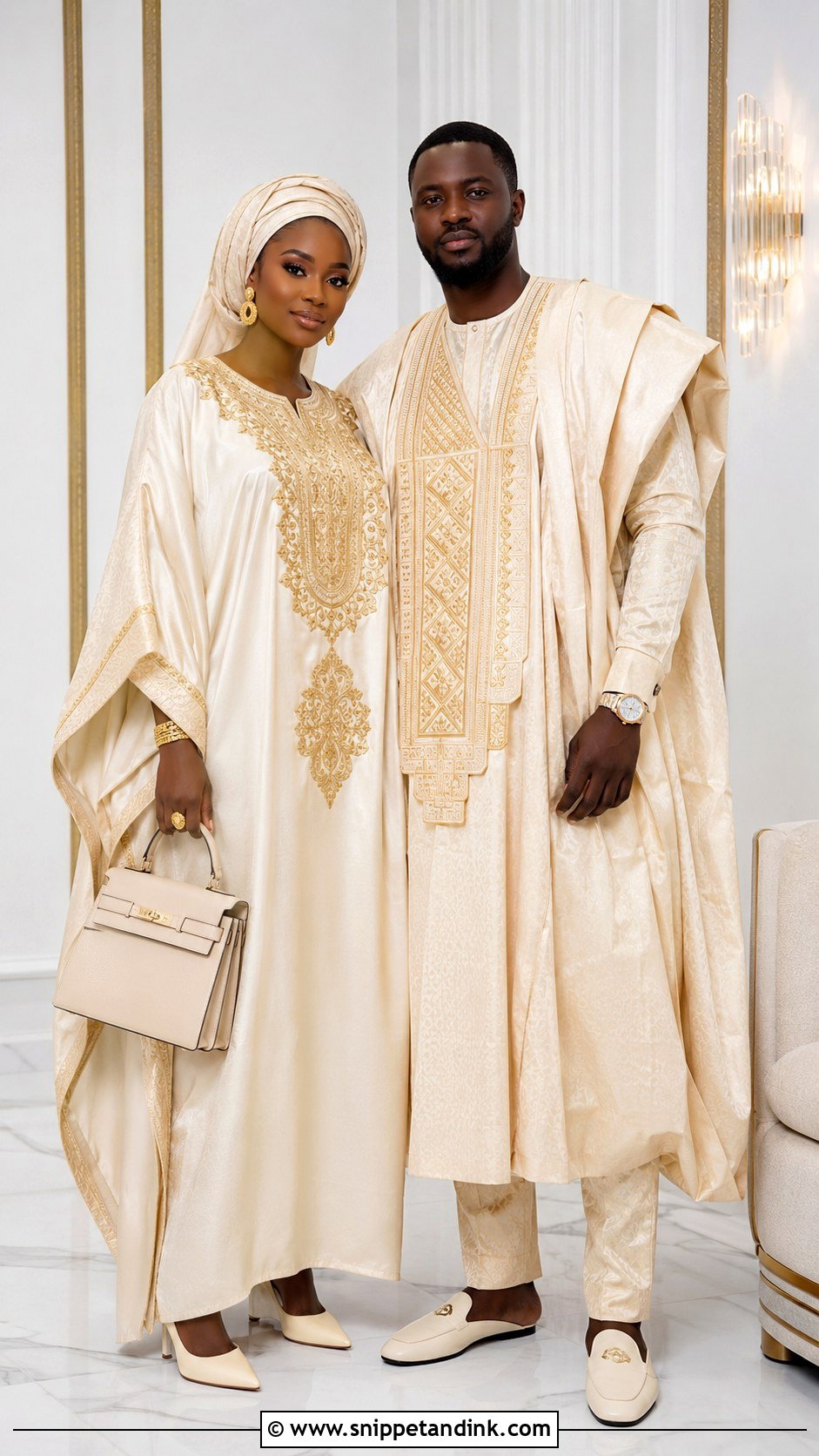 Senegalese Boubou And Kaftan Outfit - Snippet and Ink - 20 African Traditional Wear for Couples Ideas