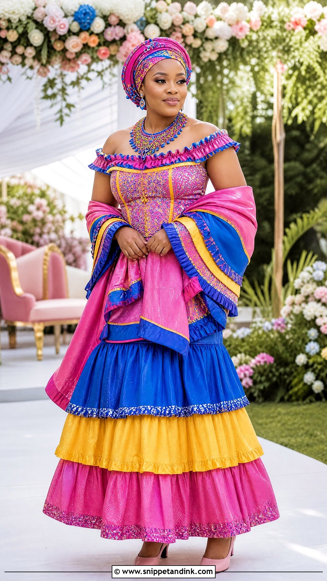 Sepedi Layered Lobola Dress - Snippet and Ink - 20 Traditional Lobola Dresses