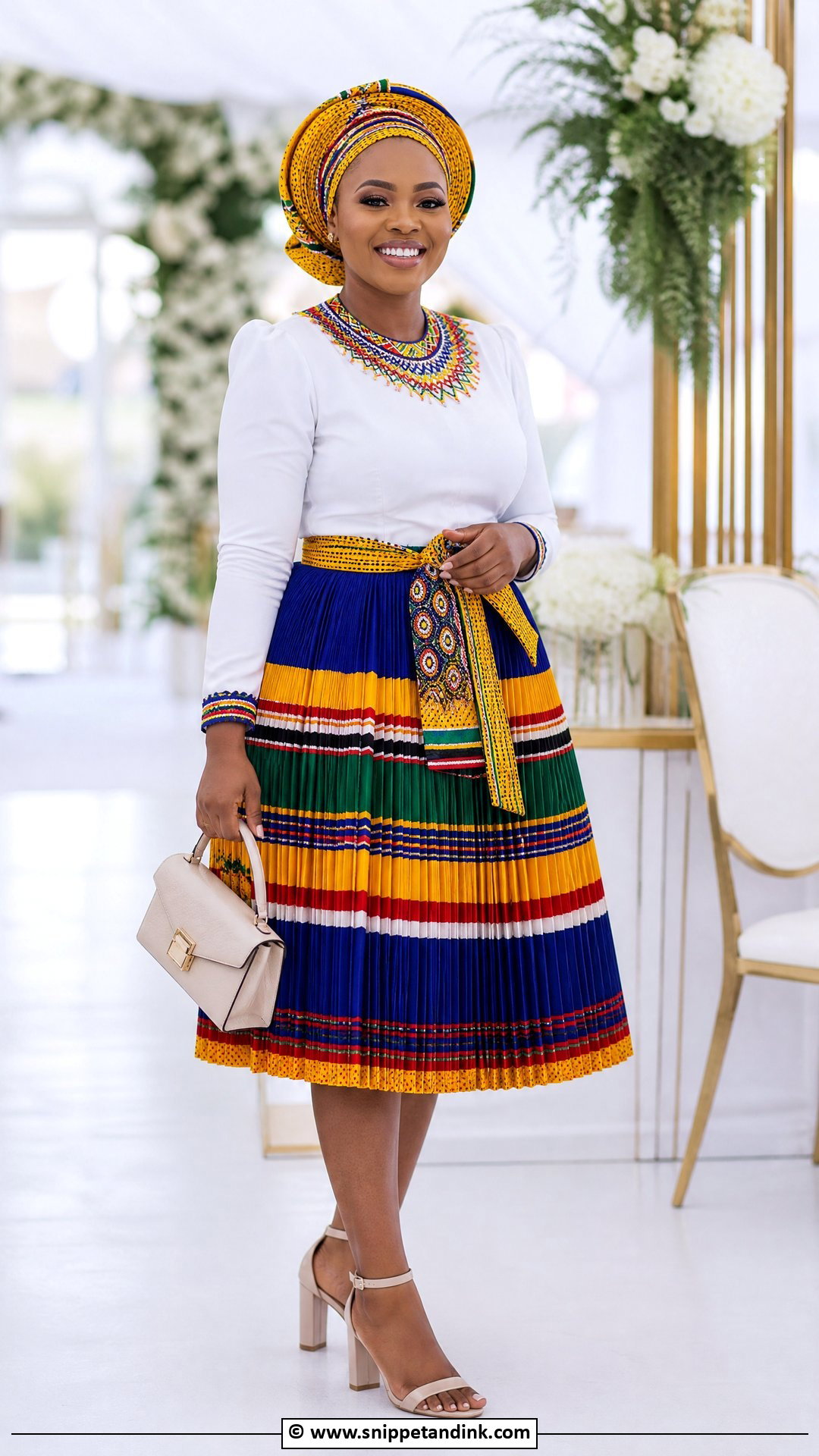 Sepedi Makoti Dress With Pleated Skirt - Snippet and Ink - 35 Makoti Attire Ideas