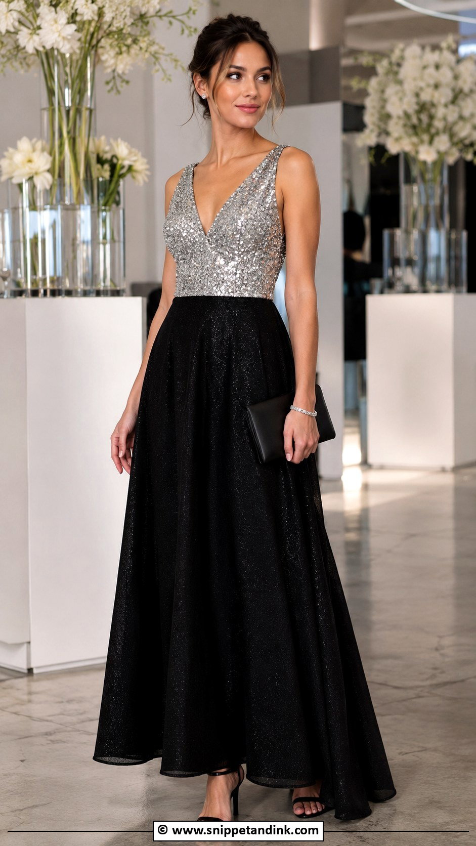 Sequin A Line Gown Outfit - Snippet and Ink - 30 A Line Gown Ideas