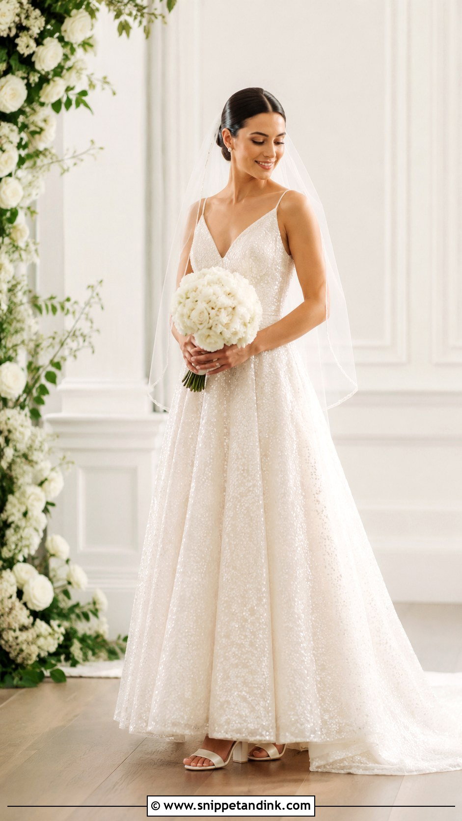 Sequin A Line Wedding Dress - Snippet and Ink - 25 Sequin Wedding Dress Ideas