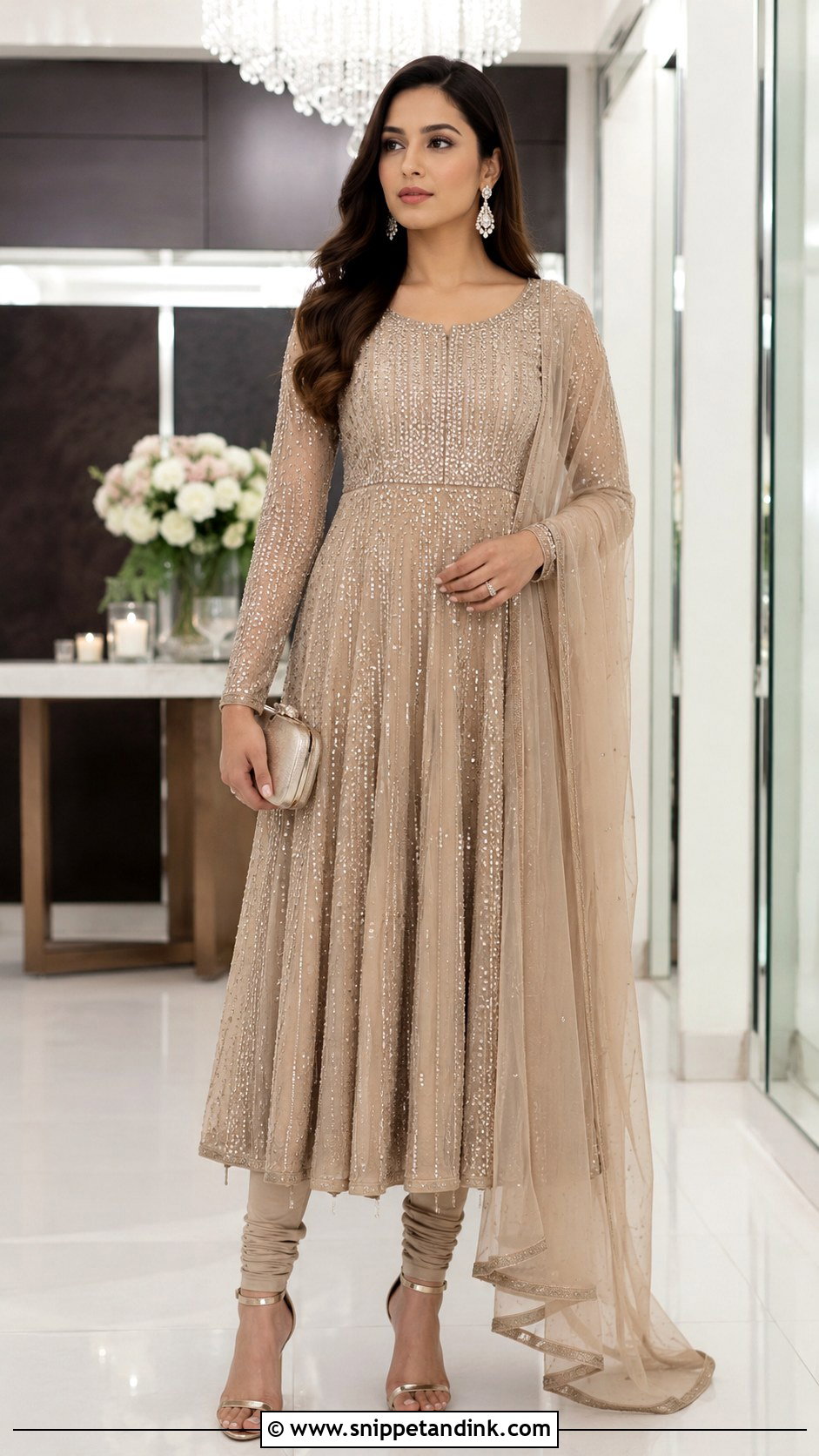 Sequin Anarkali Dress With Churidar - Snippet and Ink - 20 Grand Anarkali Dress Ideas