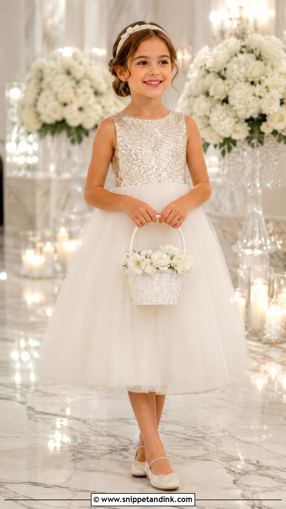 Sequin Bodice Kids Bridal Dress - Snippet and Ink - 20 Kids Bridal Dress Ideas