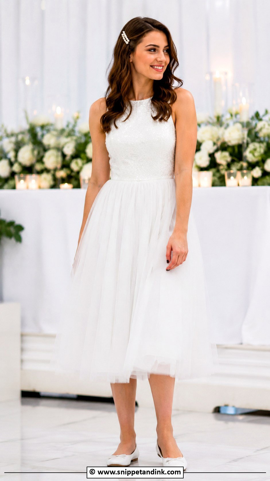 Sequin Bodice Kids Wedding Dress With White Flats - Snippet and Ink - 25 Wedding Dress for Kids Ideas