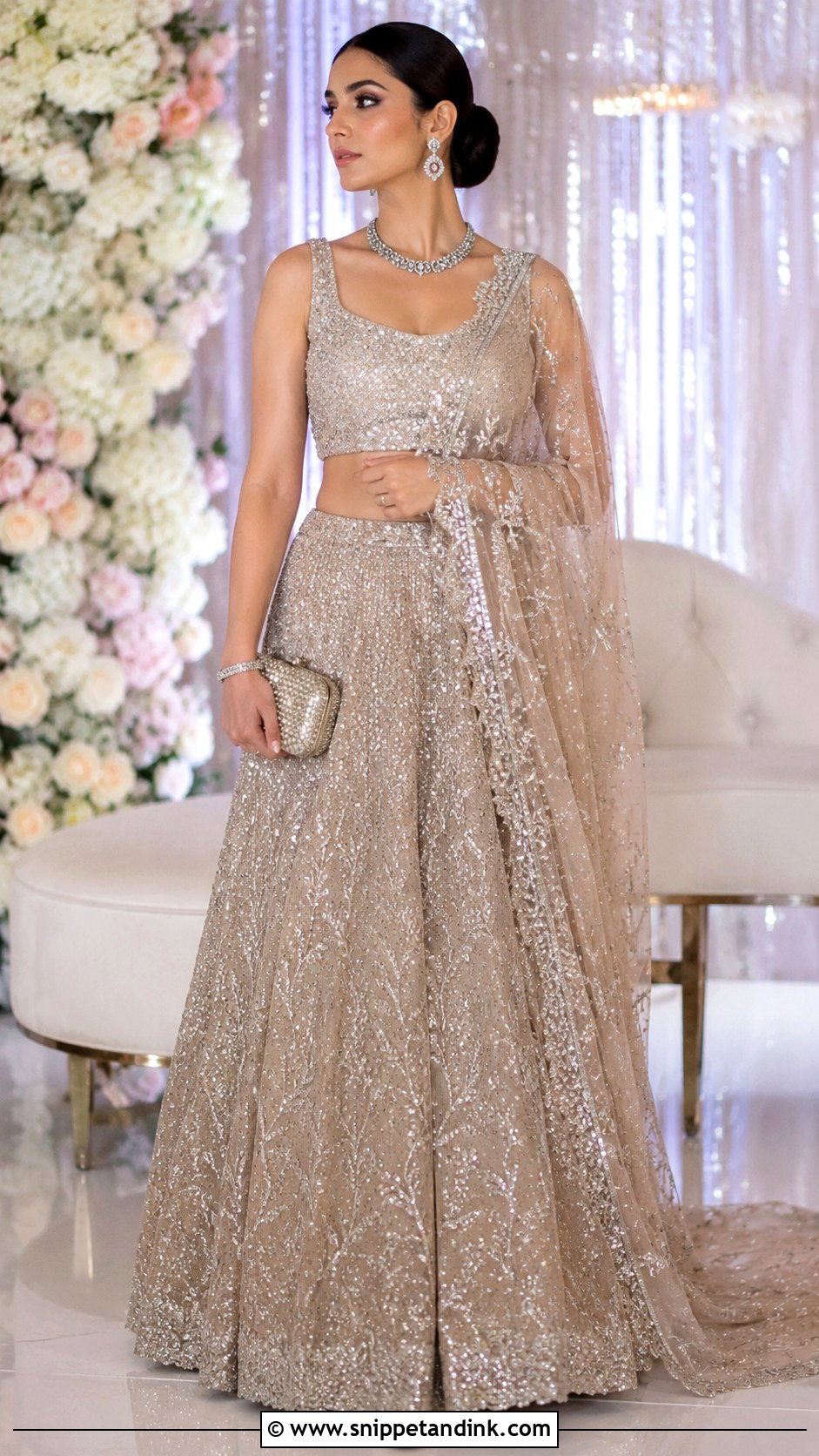 Sequin Bridal Dupatta - Snippet and Ink - 20 Bridal Duppata Design Ideas