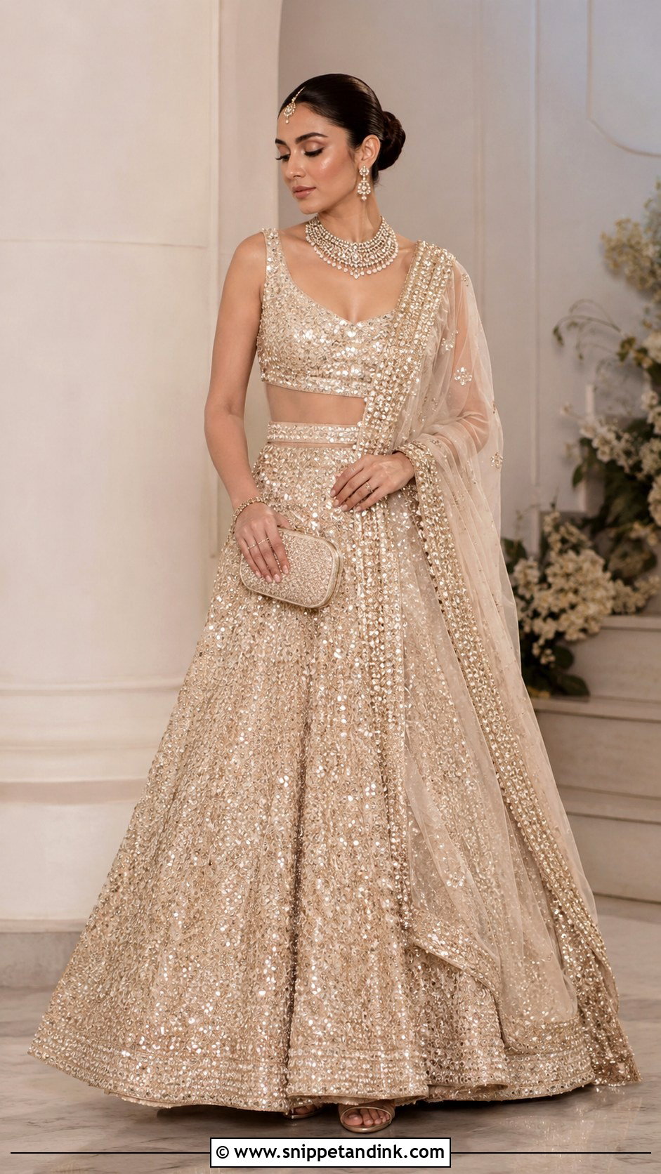 Sequin Bridal Lehenga For Wedding Day - Snippet and Ink - 25 Indian Bridal Outfits Wedding Day