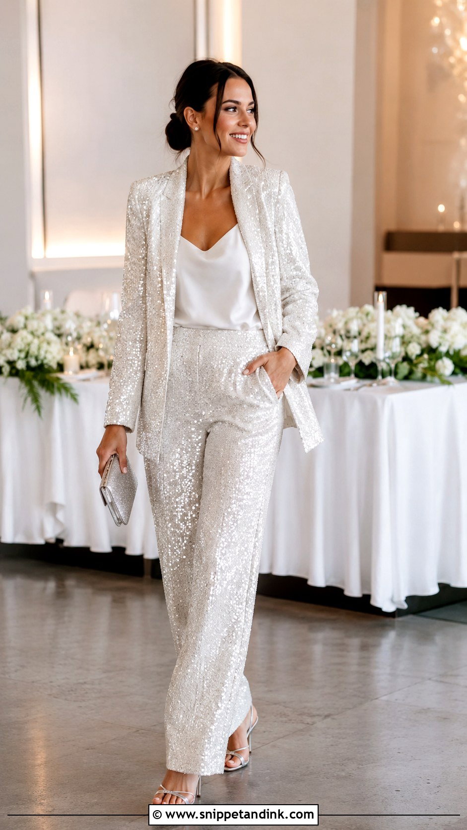 Sequin Bridal Pant Suit - Snippet and Ink - 20 Bridal Pant Suit Ideas