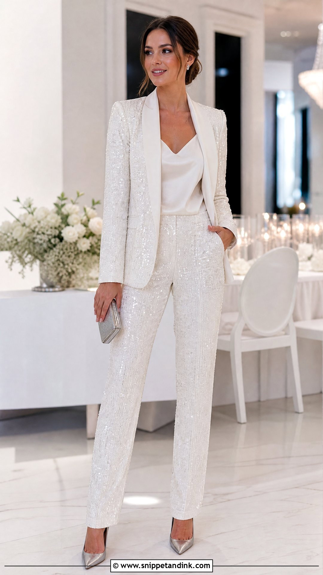 Sequin Bridal Pantsuit - Snippet and Ink - 20 Marriage Suit Ideas
