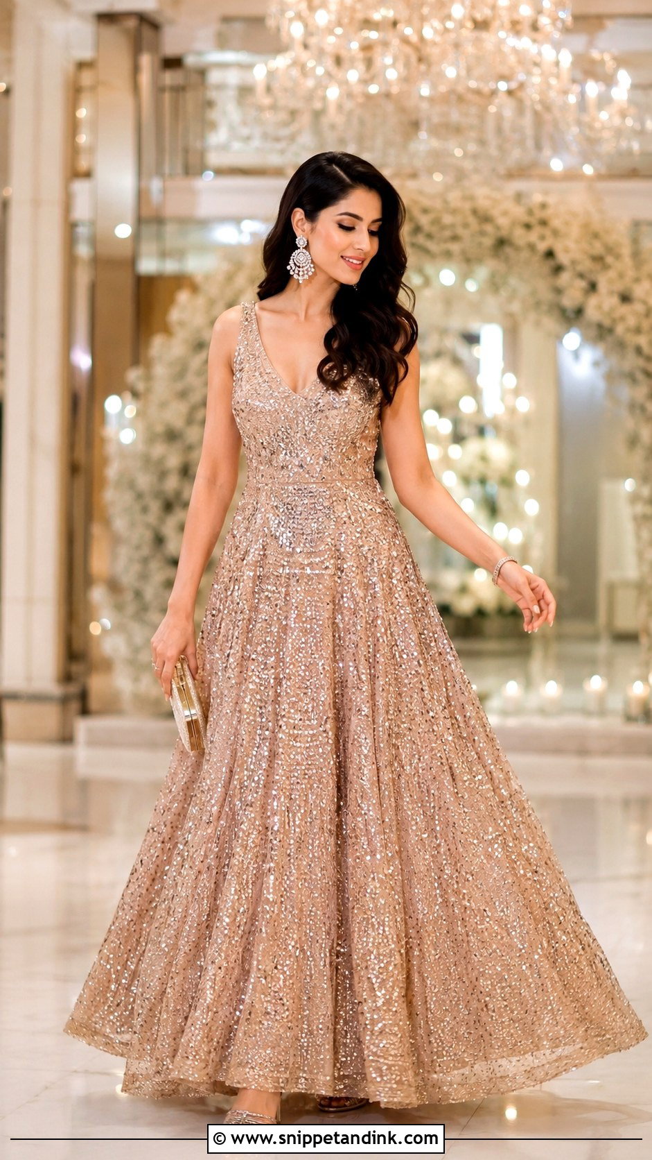 Sequin Bridal Sangeet Gown - Snippet and Ink - 25 Bridal Sangeet Outfit Gown Ideas