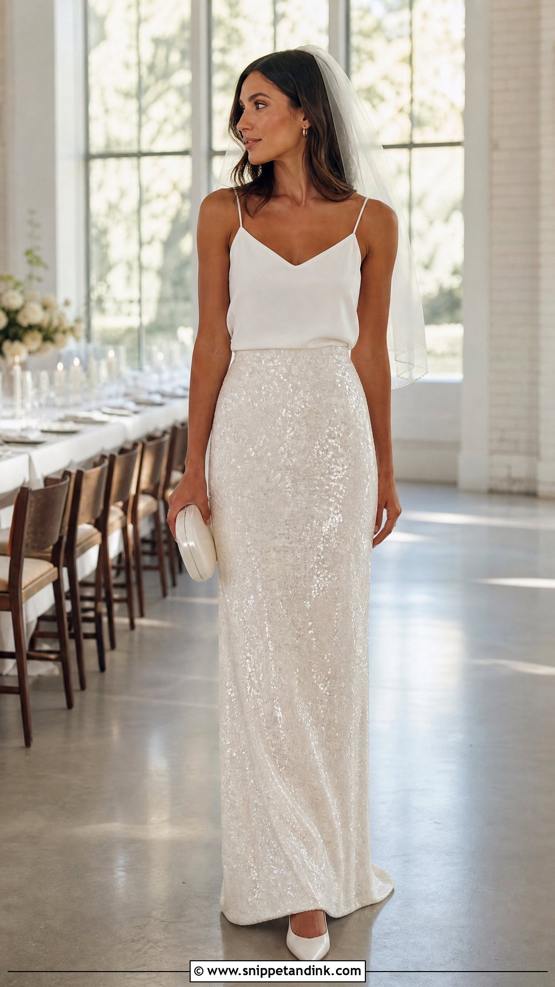 Sequin Bridal Skirt With Minimalist Top - Snippet and Ink - 20 Bridal Skirt Ideas