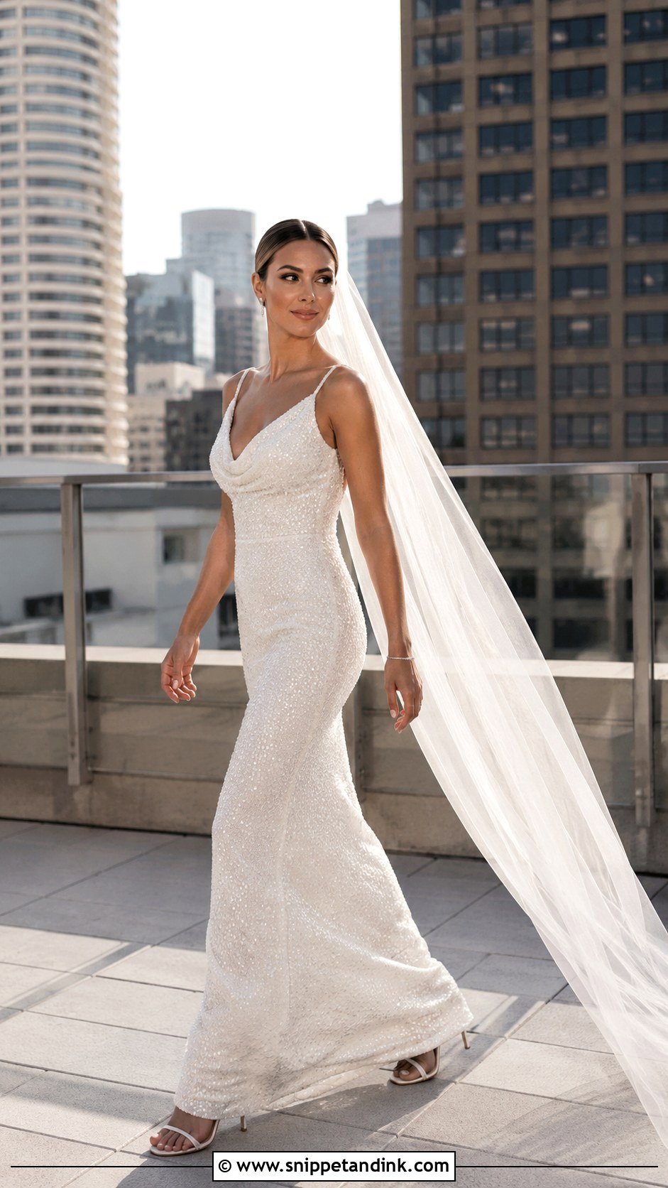 Sequin Column Wedding Dress - Snippet and Ink - 20 Glittery Wedding Dress Ideas