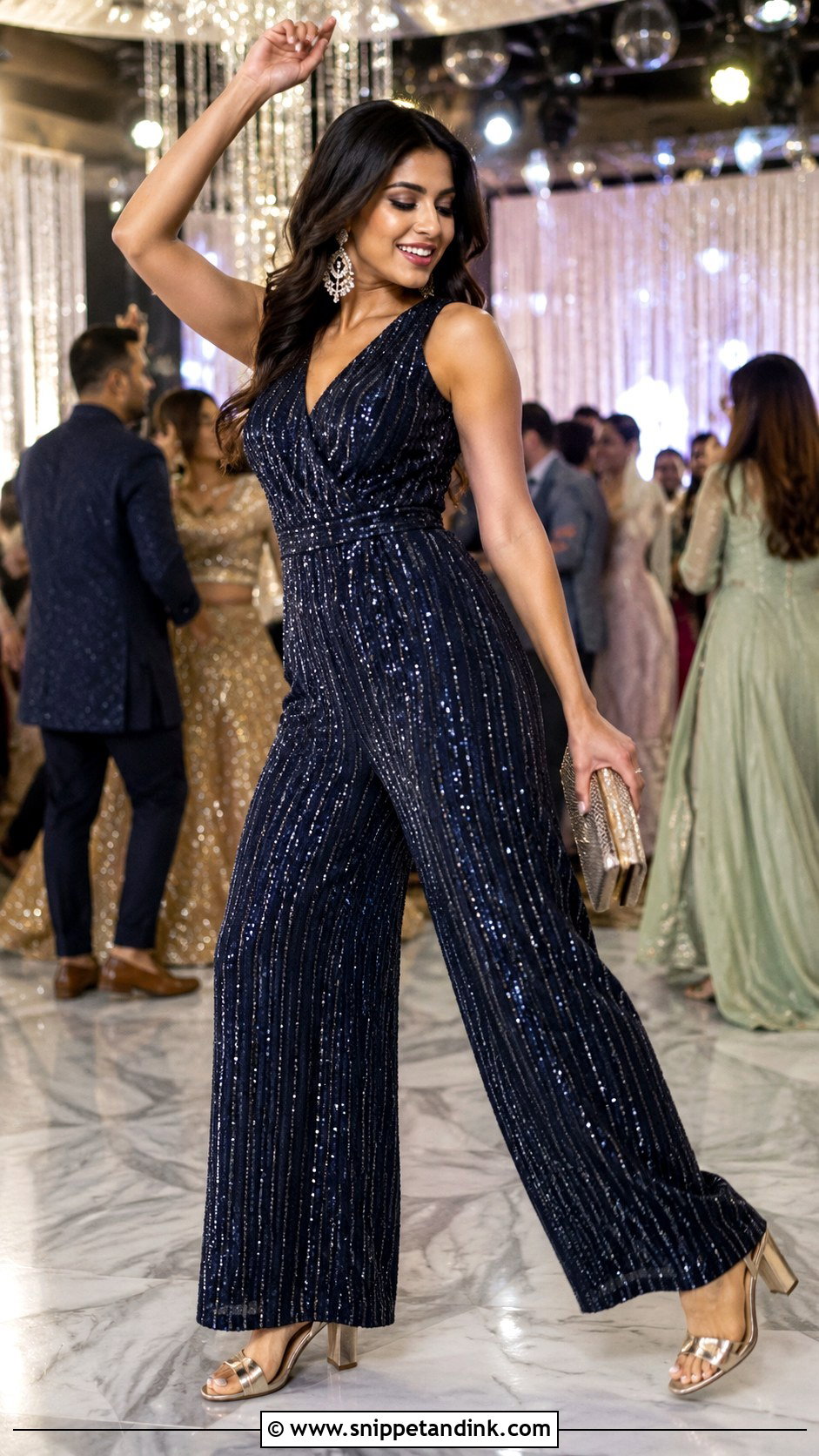 Sequin Jumpsuit For Sangeet - Snippet and Ink - 20 Indian Wedding Jumpsuit Ideas
