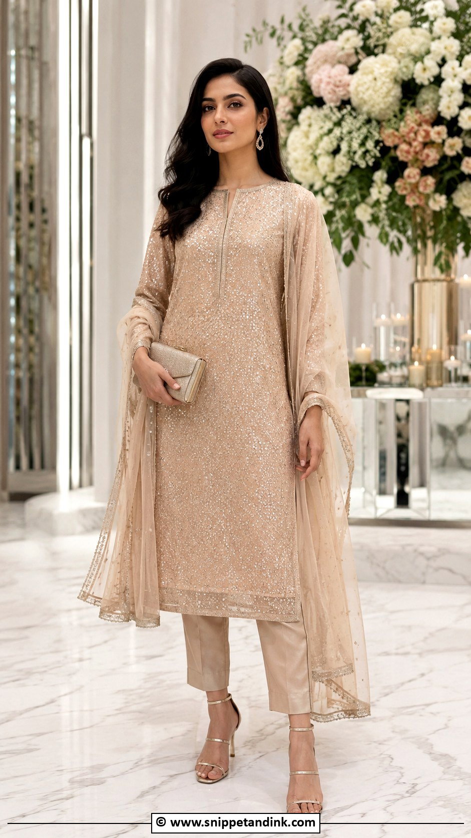 Sequin Kurta Set - Snippet and Ink - 25 Wedding Kurta Set for Women Ideas