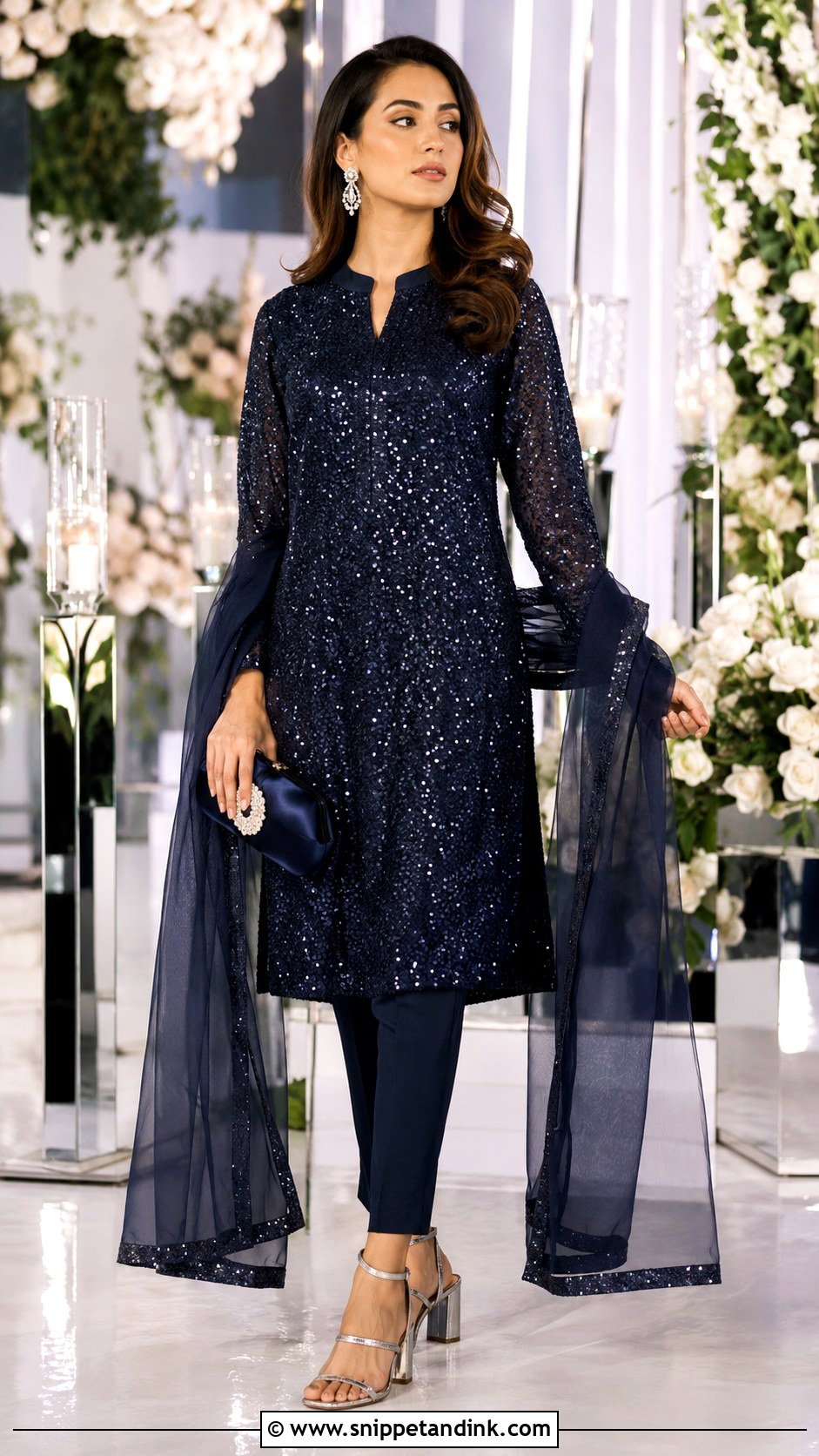 Sequin Kurti With Cigarette Pants - Snippet and Ink - 20 Latest Kurti Designs for Wedding