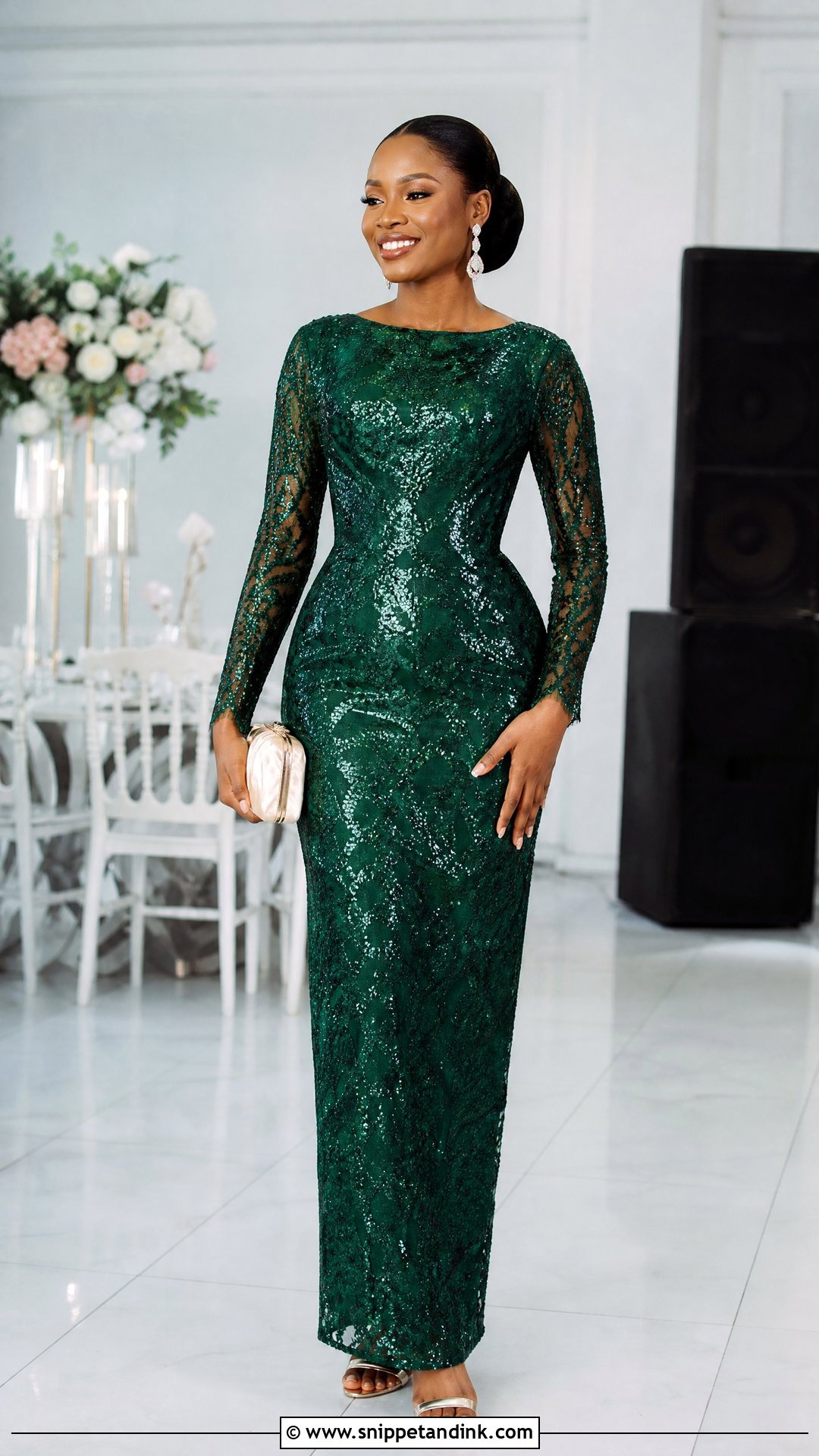 Sequin Lace Straight Gown - Snippet and Ink - 20 Owanbe Styles for Lace Straight Gown