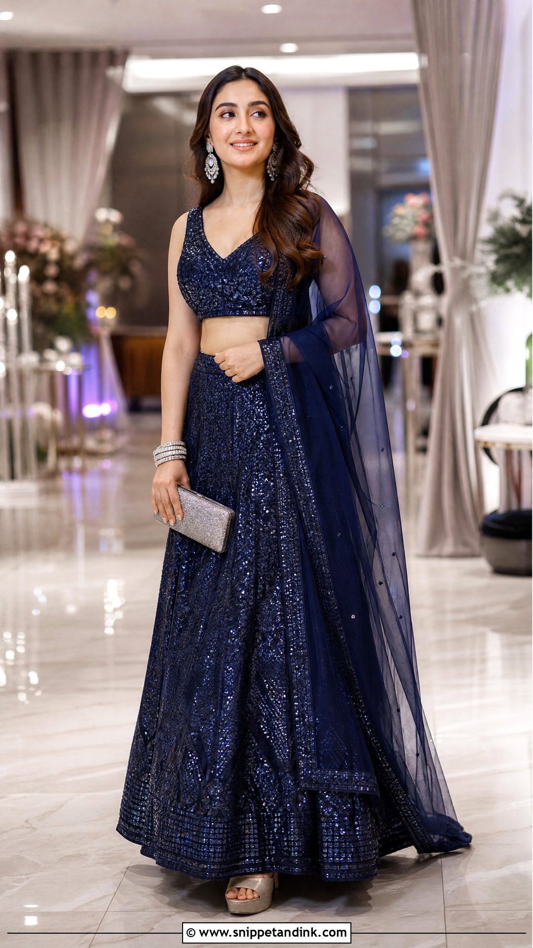 Sequin Lehenga For Indian Wedding - Snippet and Ink - 20 Trendy Indian Wedding Outfits