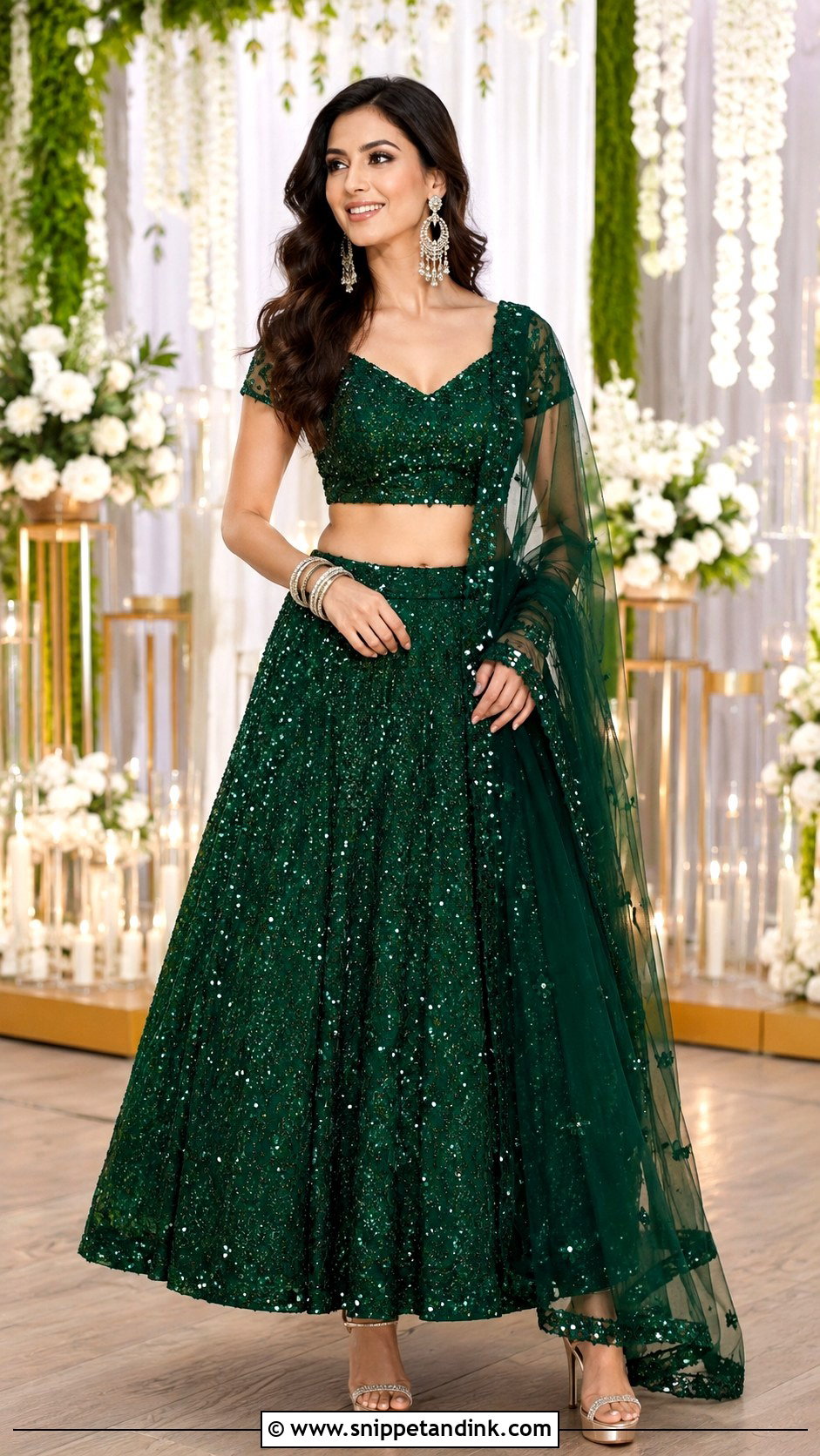 Sequin Lehenga For Mehndi Ceremony - Snippet and Ink - 25 Mehndi Ceremony Outfit Ideas