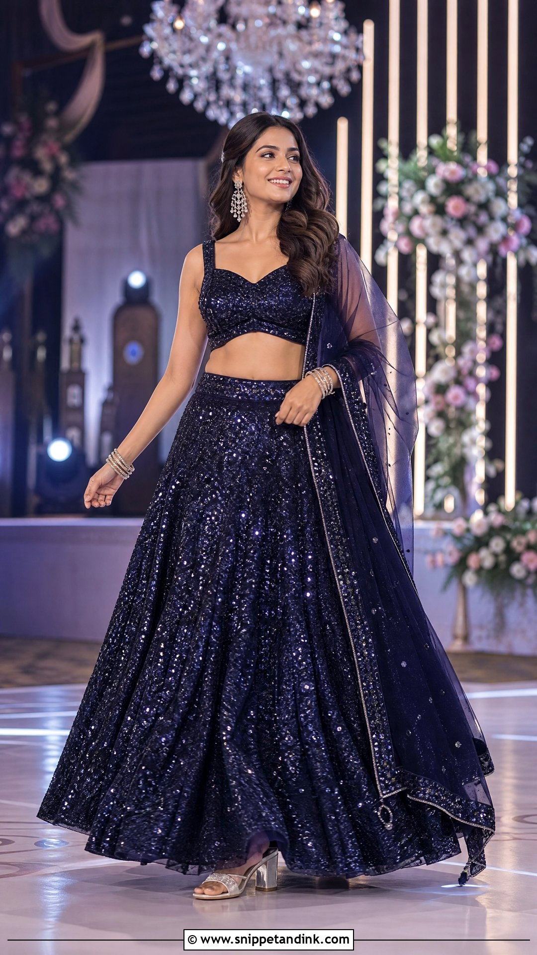 Sequin Lehenga For Sangeet - Snippet and Ink - 20 Indian Pre Wedding Outfit Ideas