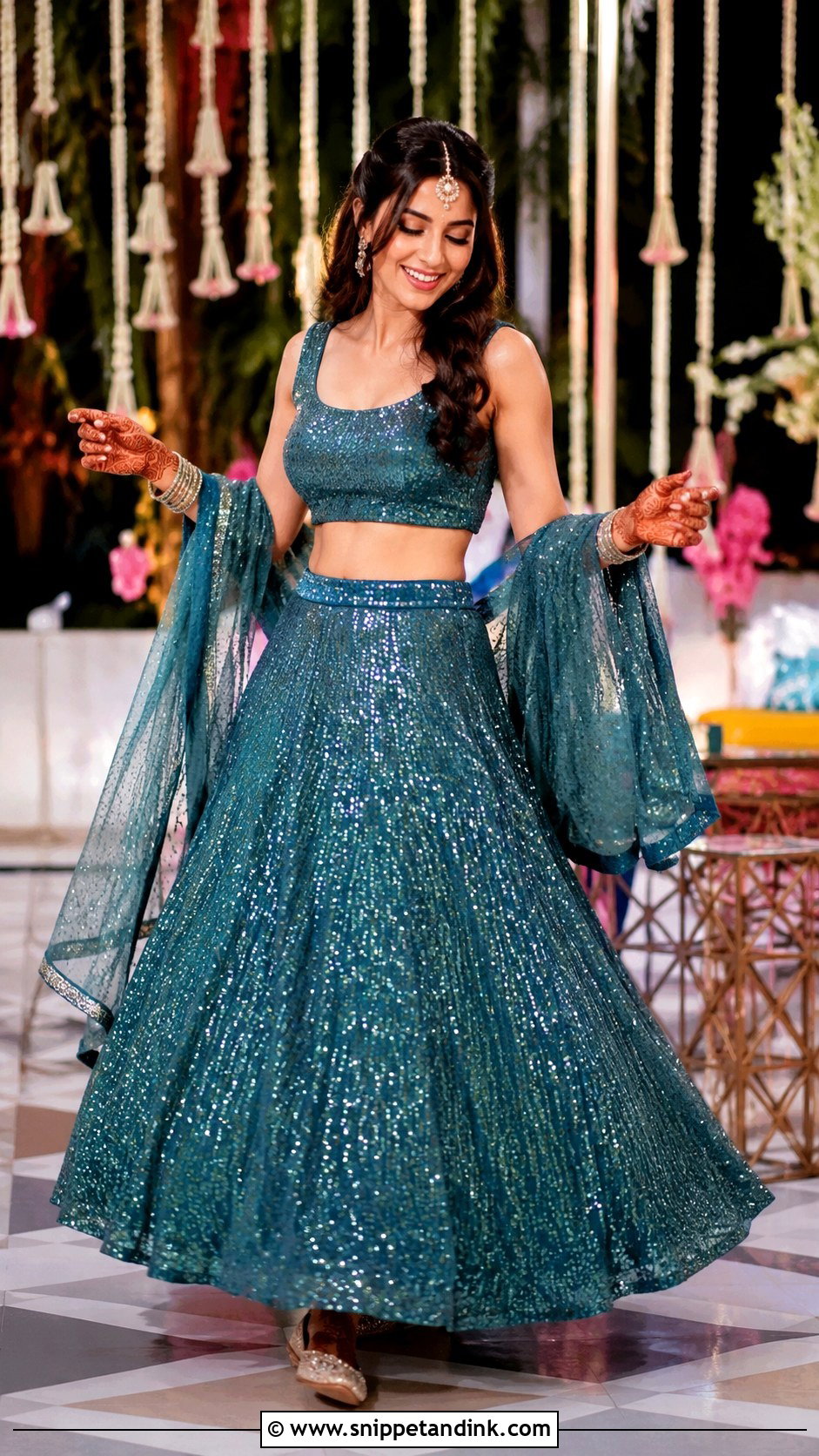 Sequin Lehenga Mehandi Dress for Bride - Snippet and Ink - 25 Mehandi Dress for Bride Ideas