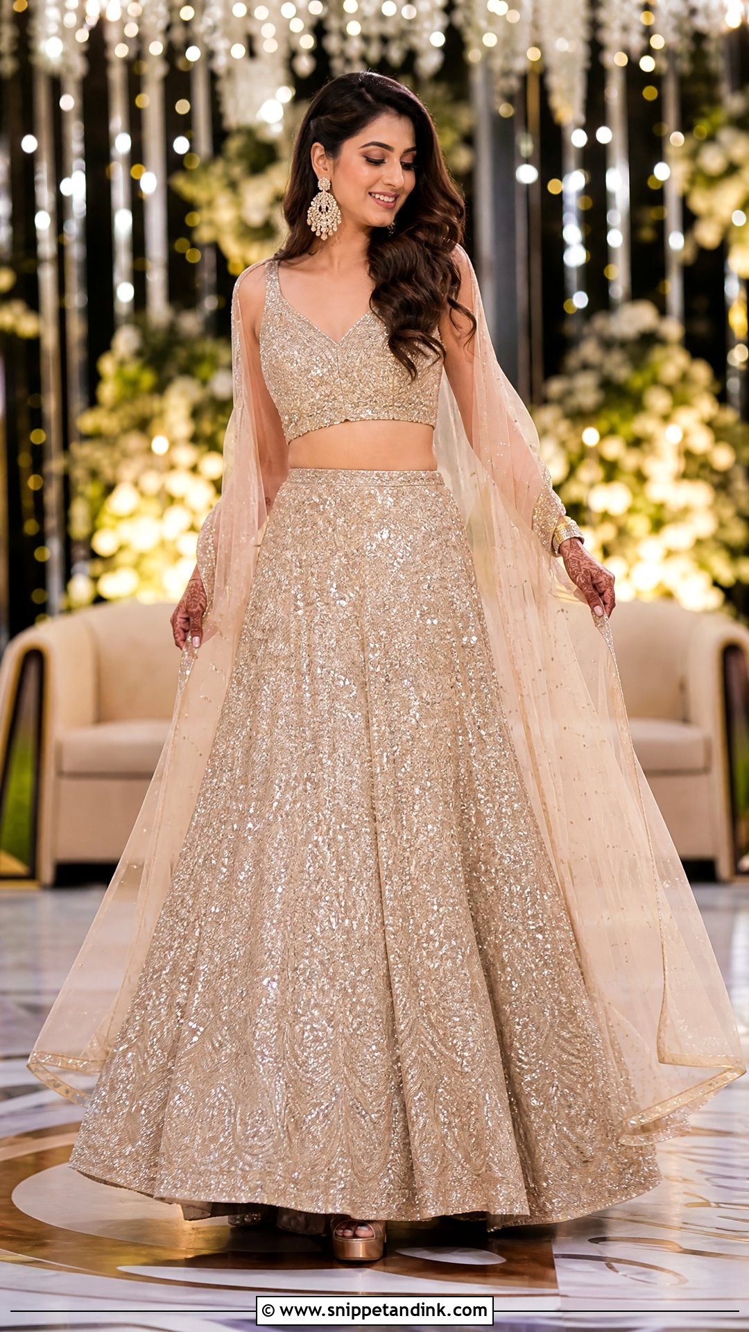 Sequin Lehenga Sangeet Dress - Snippet and Ink - 25 Sangeet Dress for Bride Ideas