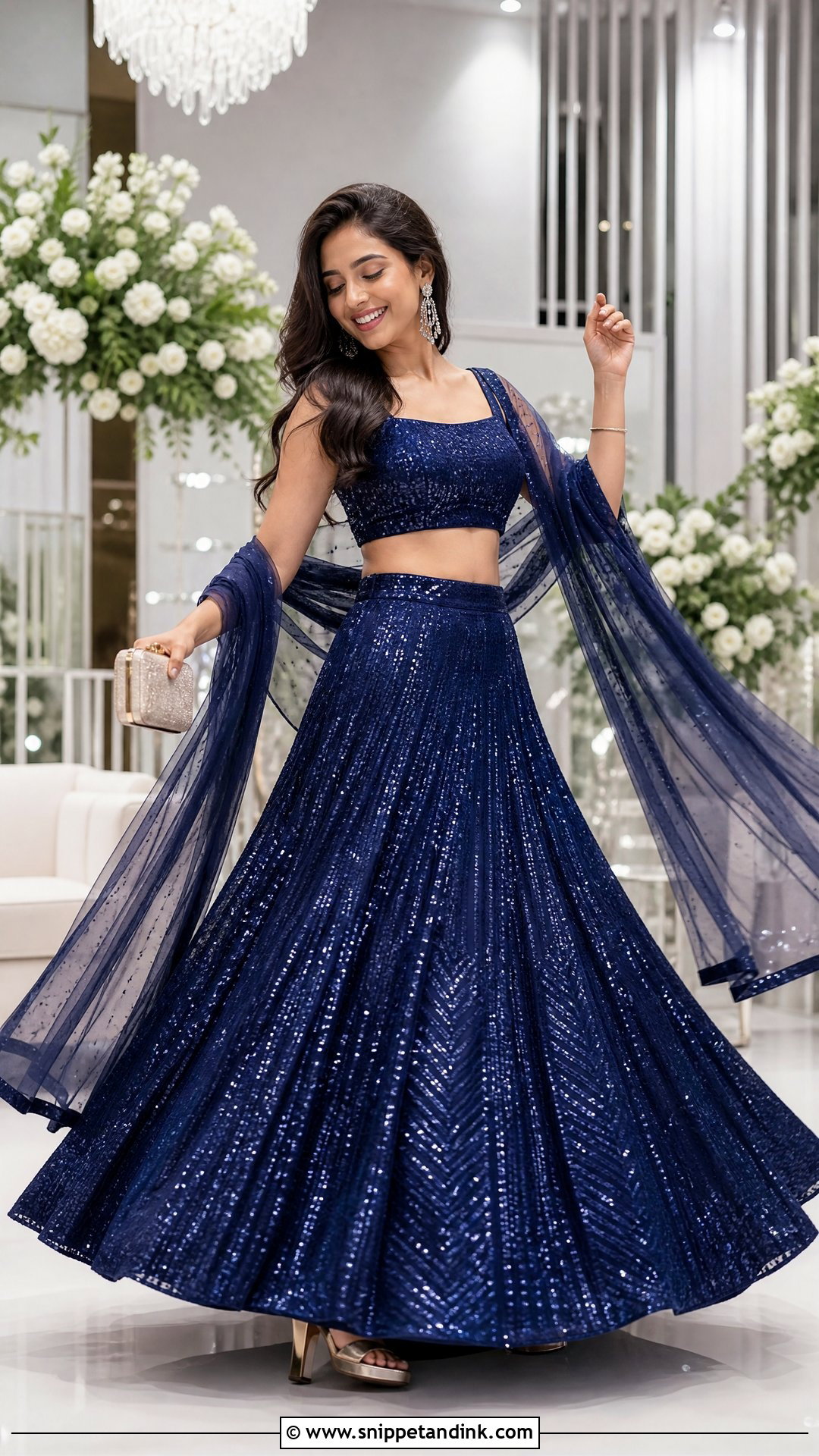 Sequin Lehenga Sangeet Marriage Function Outfit - Snippet and Ink - 20 Marriage Function Outfit for Women Ideas