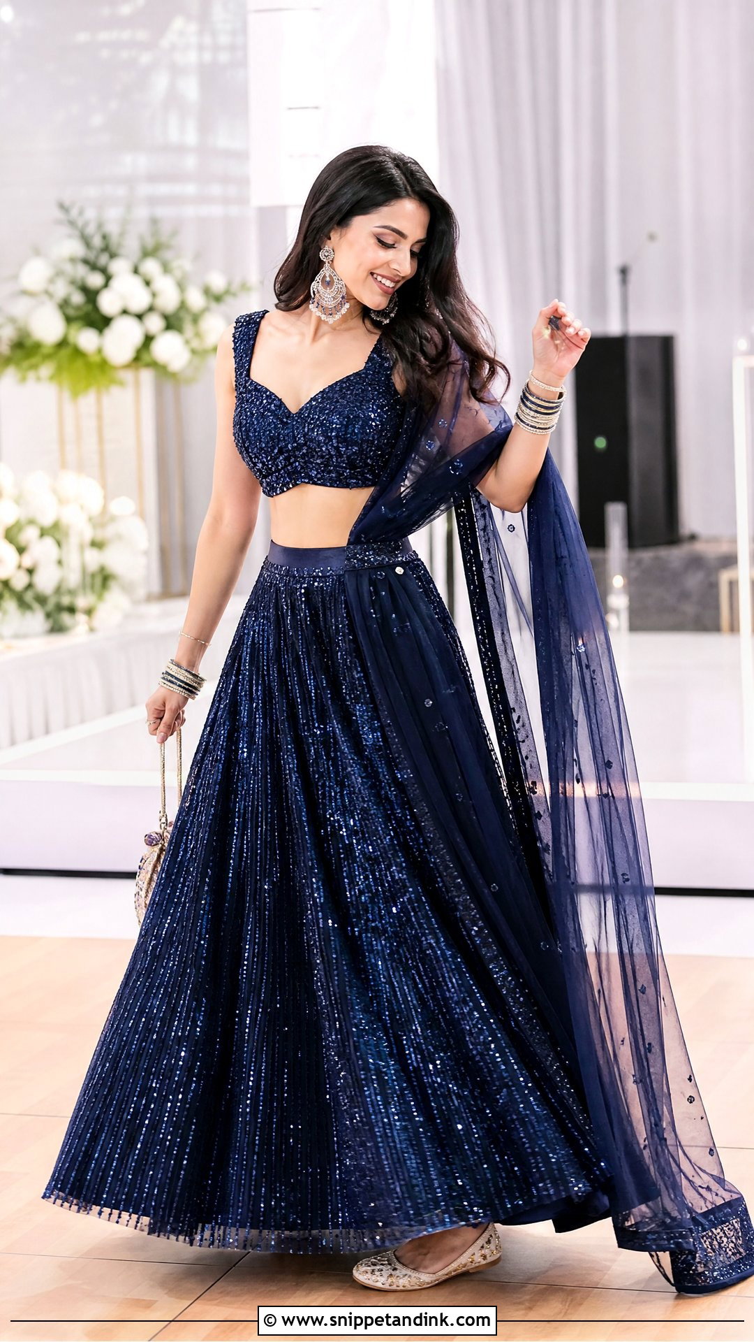 Sequin Lehenga for Indian Wedding Sangeet - Snippet and Ink - 20 Indian Wedding Dress for Women Ideas