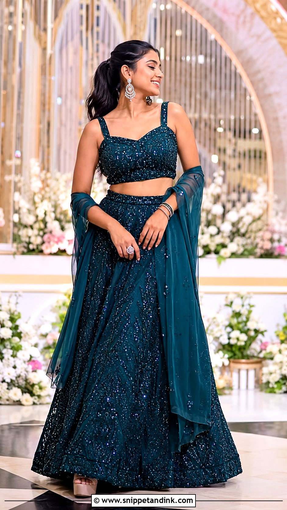 Sequin Lehenga for Indian Wedding Sangeet - Snippet and Ink - 20 Indian Wedding Dresses Ideas