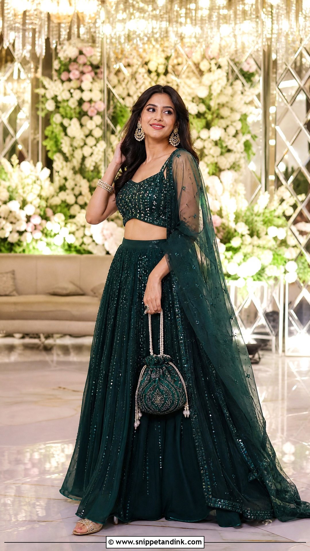 Sequin Lehenga for Sangeet - Snippet and Ink - 20 Sangeet Dress Ideas for Sisters