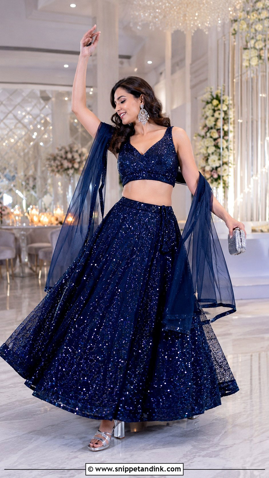 Sequin Lehenga for Sangeet Function - Snippet and Ink - 20 Indian Dress for Marriage Function Ideas